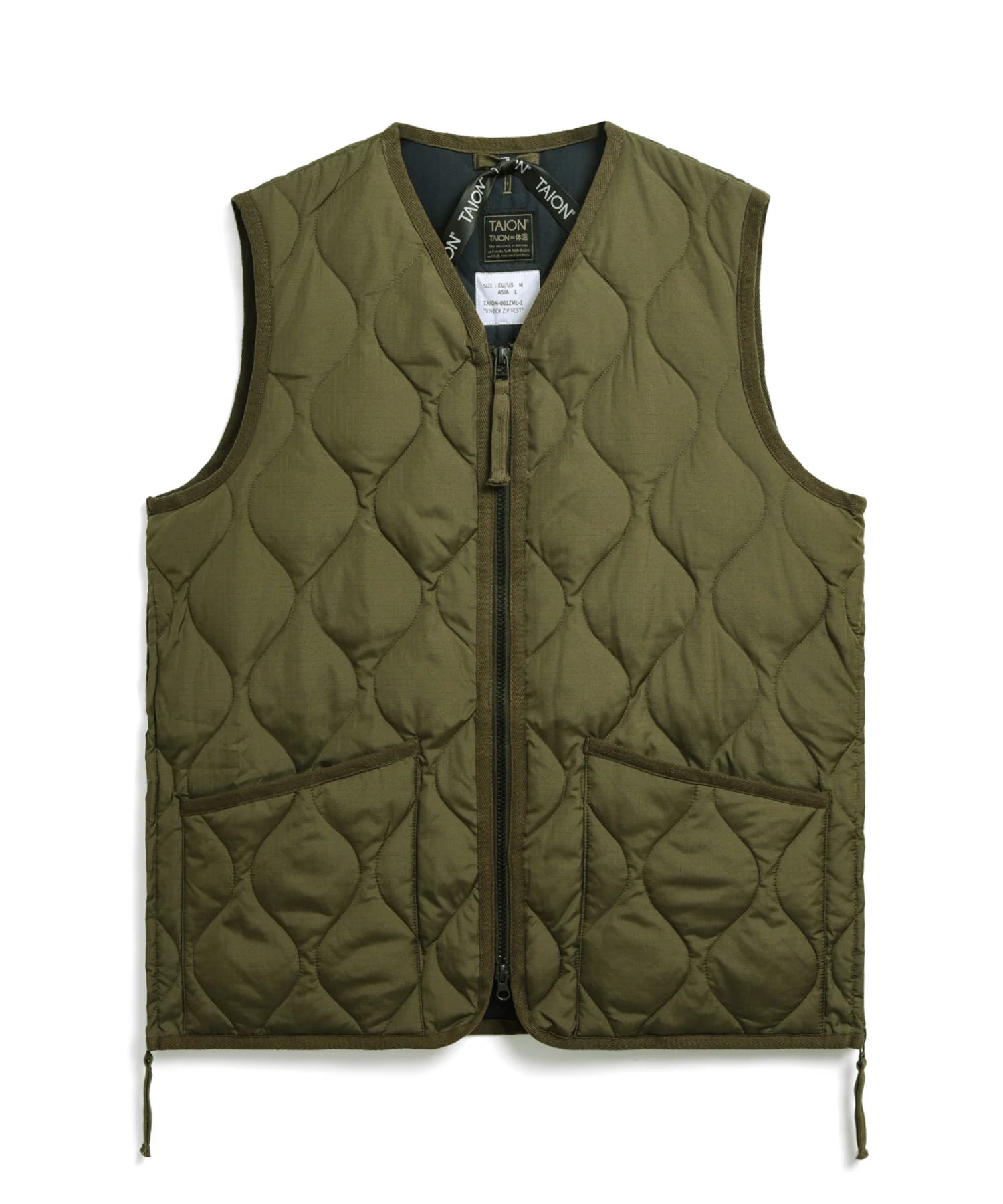 TAION / MILITARY W-ZIP V NECK DOWN VEST