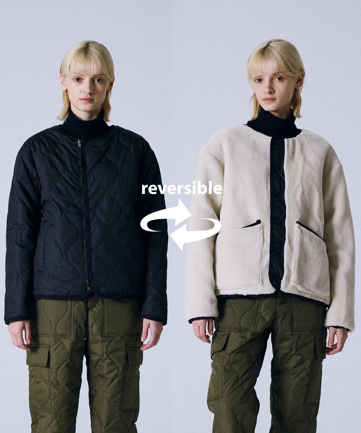 TAION / MILITARY REVERSIBLE "CREW NECK" DOWN JKT 【UNISEX】