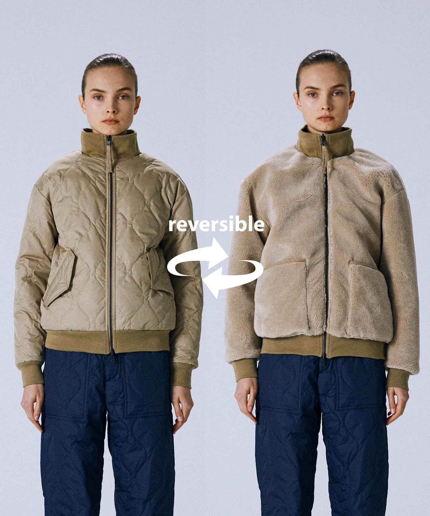 TAION / MILITARY REVERSIBLE "HI NECK" DOWN JKT 【UNISEX】