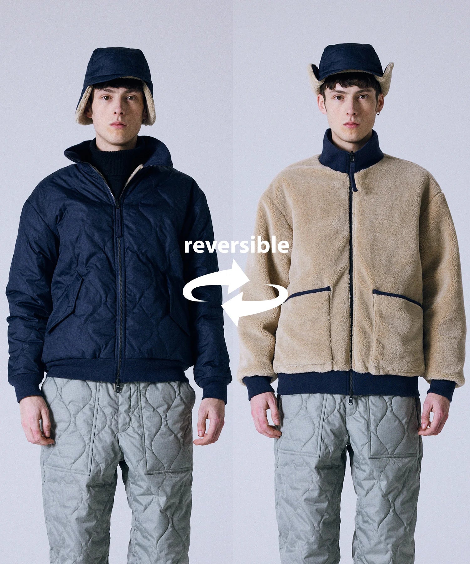 TAION / MILITARY REVERSIBLE "HI NECK" DOWN JKT 【UNISEX】