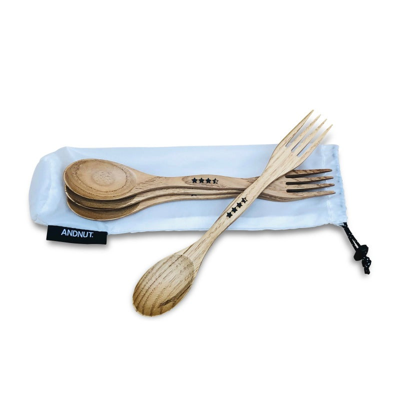 &NUT / WOODEN CAMP SPORK SET OF 4PCS