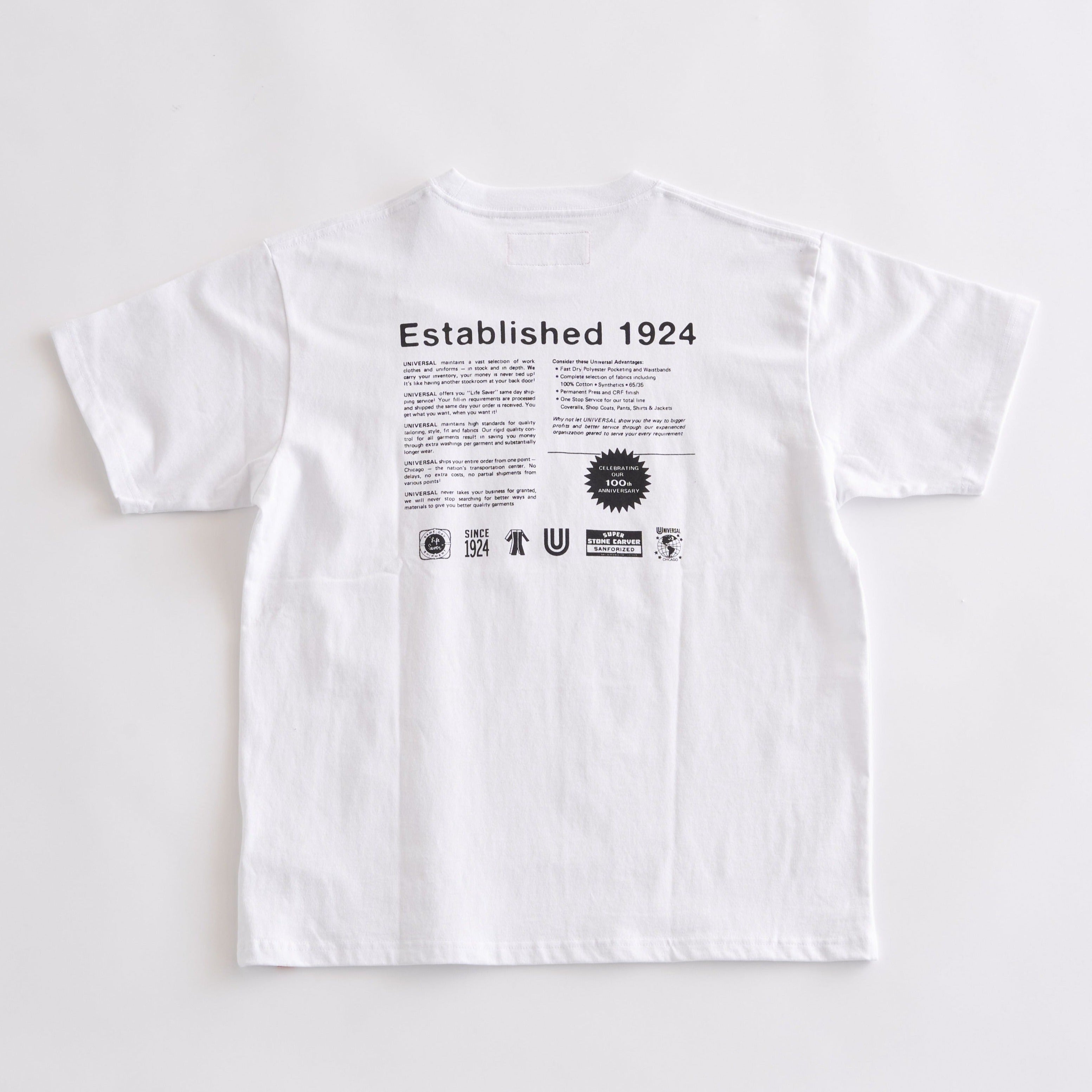 UNIVERSAL OVERALL  / VINTAGE TEXT LOGO TEE