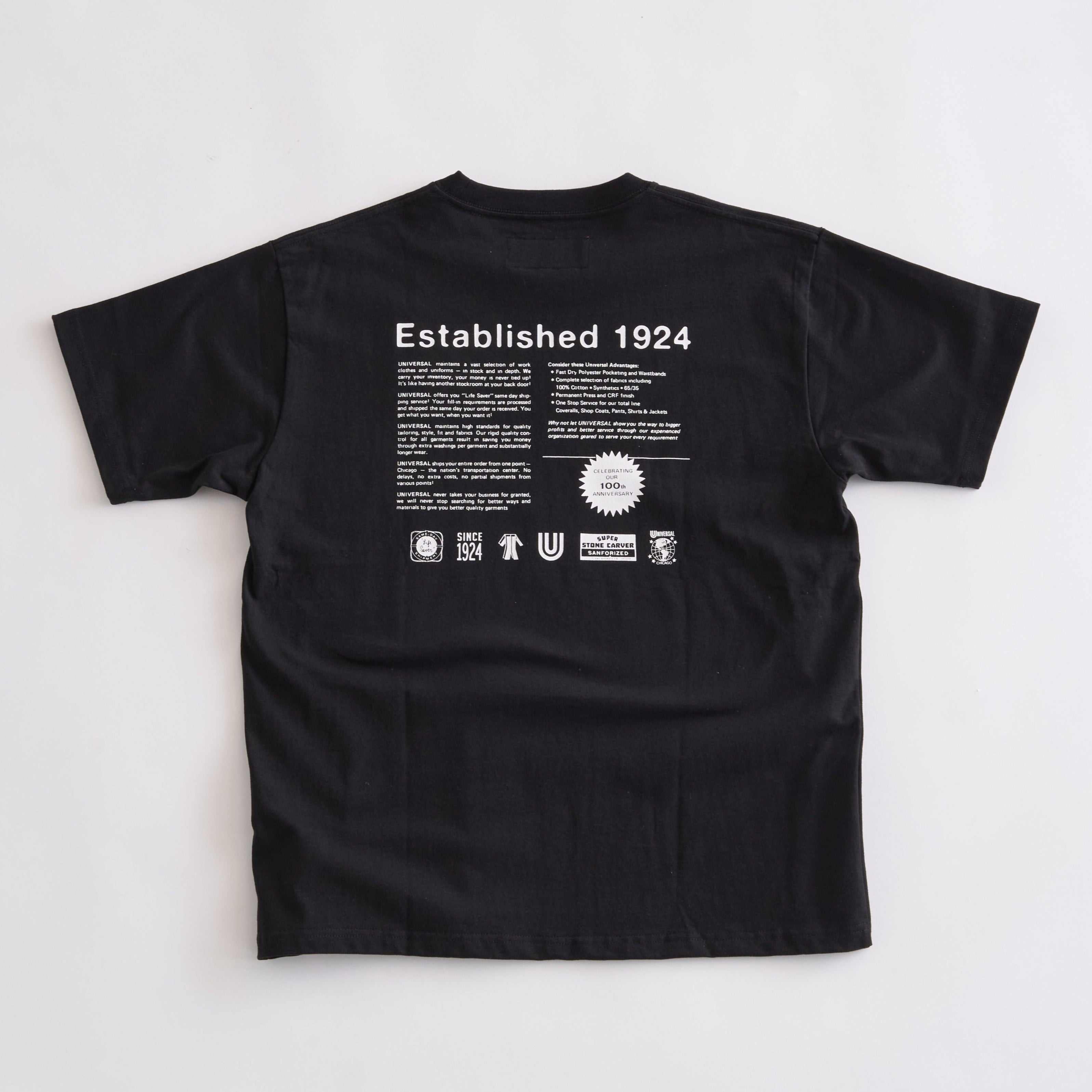 UNIVERSAL OVERALL  / VINTAGE TEXT LOGO TEE