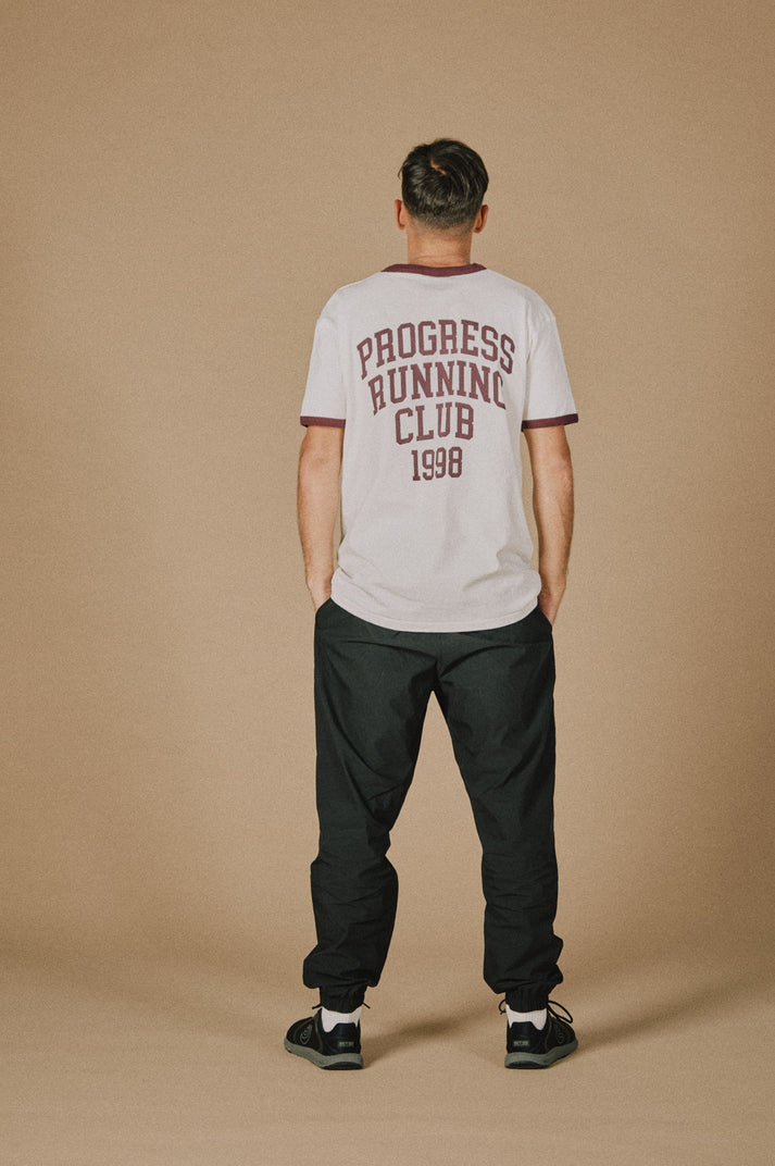 PROGRESS RUNNING CLUB / "QUADRUPLE" S/SLV RINGER Tee (OPEN-END COTTON YARN)