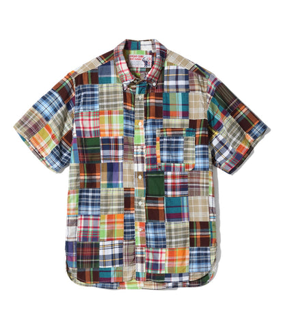 SUGAR CANE / Lot No. SC39515 / MADRAS CHECK PATCHWORK BUTTON DOWN SHIRT
