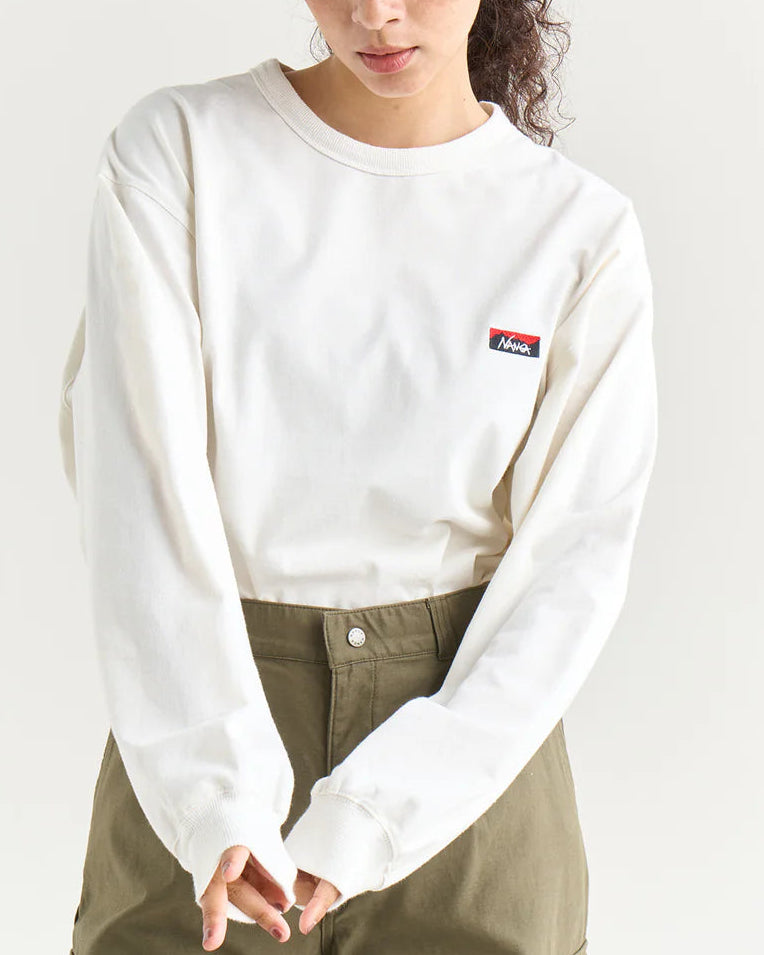 NANGA / ECO HYBRID BOX LOGO EMBROIDERY L/S TEE(UNISEX)