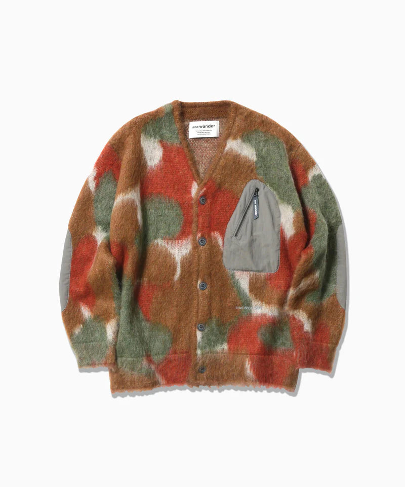 and wander / mix color shaggy knit cardigan