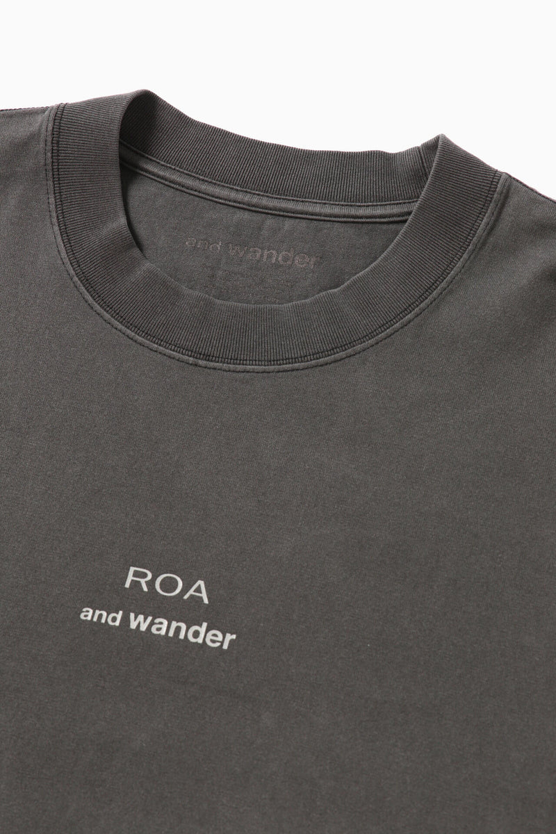 and wander / ROA x and wander garment dye printed T