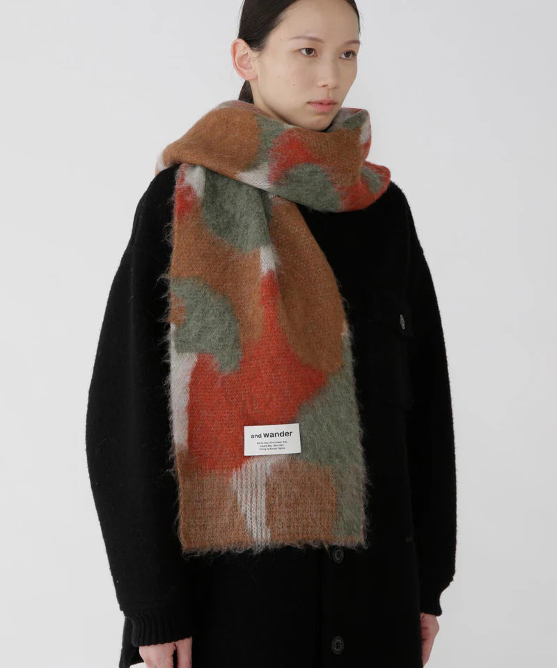 and wander / mix color shaggy knit stole
