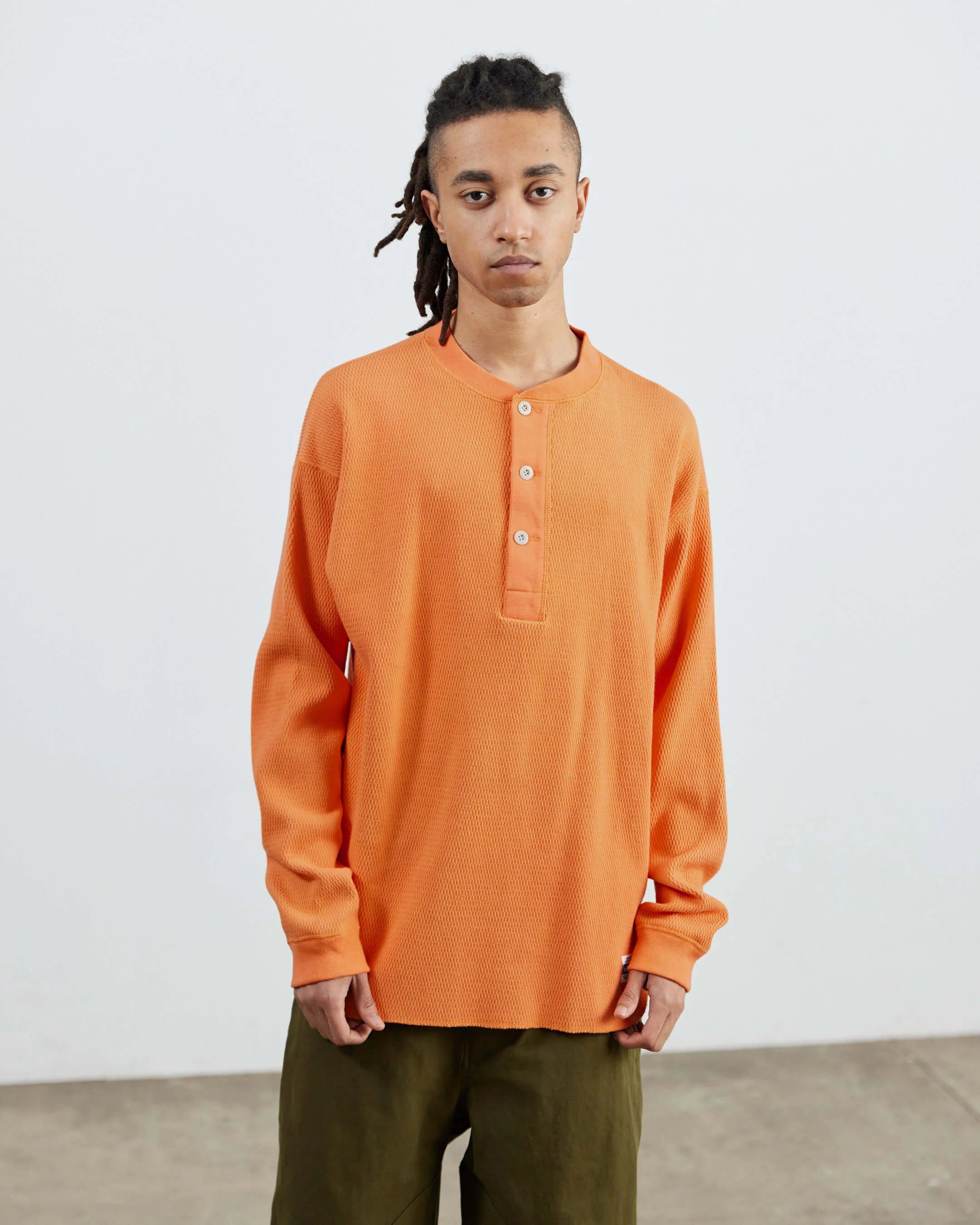 ARMY TWILL / Honeycomb Henley LS Tee