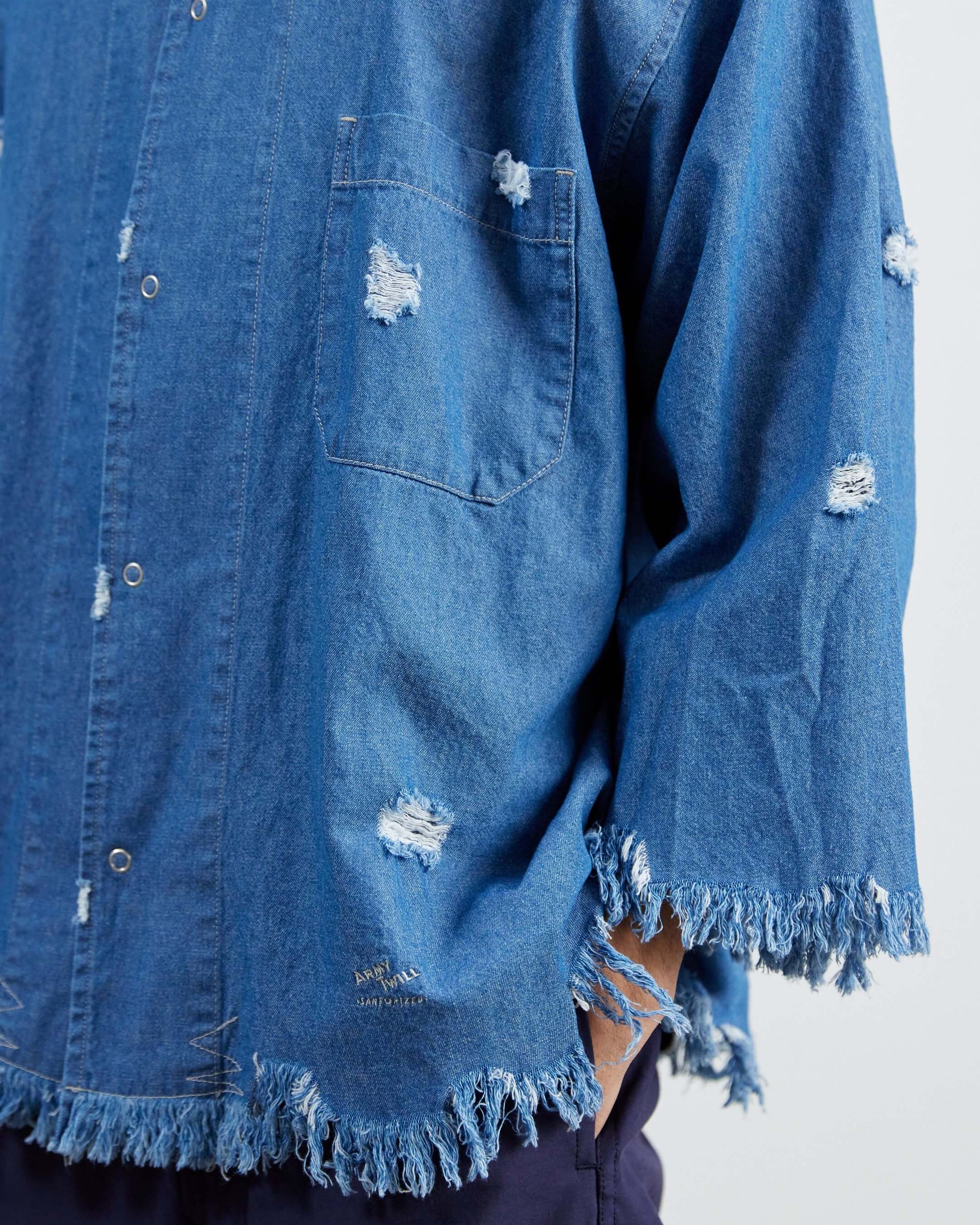 ARMY TWILL / Damage Light Denim Snap Shirt