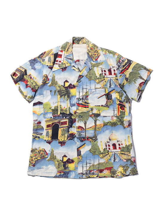 NorMo Vintage / VTG-HAWAIAN SHIRTS 50's～60’s PICTURE ”風景 建物柄”