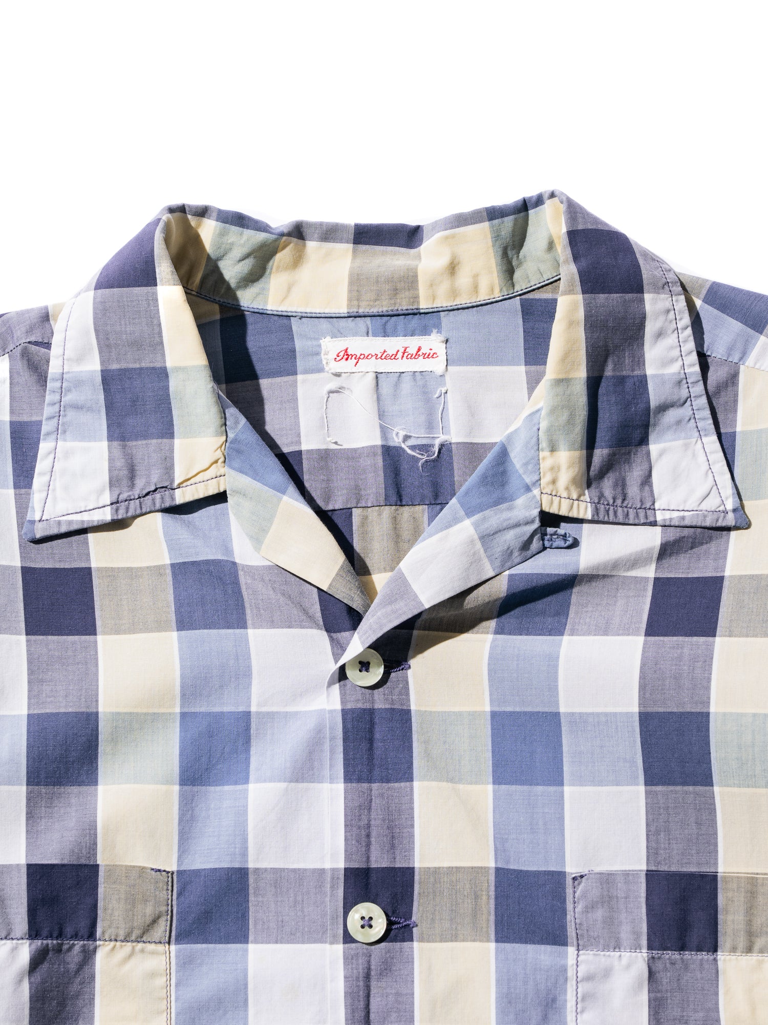 NorMo Vintage / 50's  60's "INPORT FABRIC" BLUE CHECK OPEN COLLAR SHIRTS