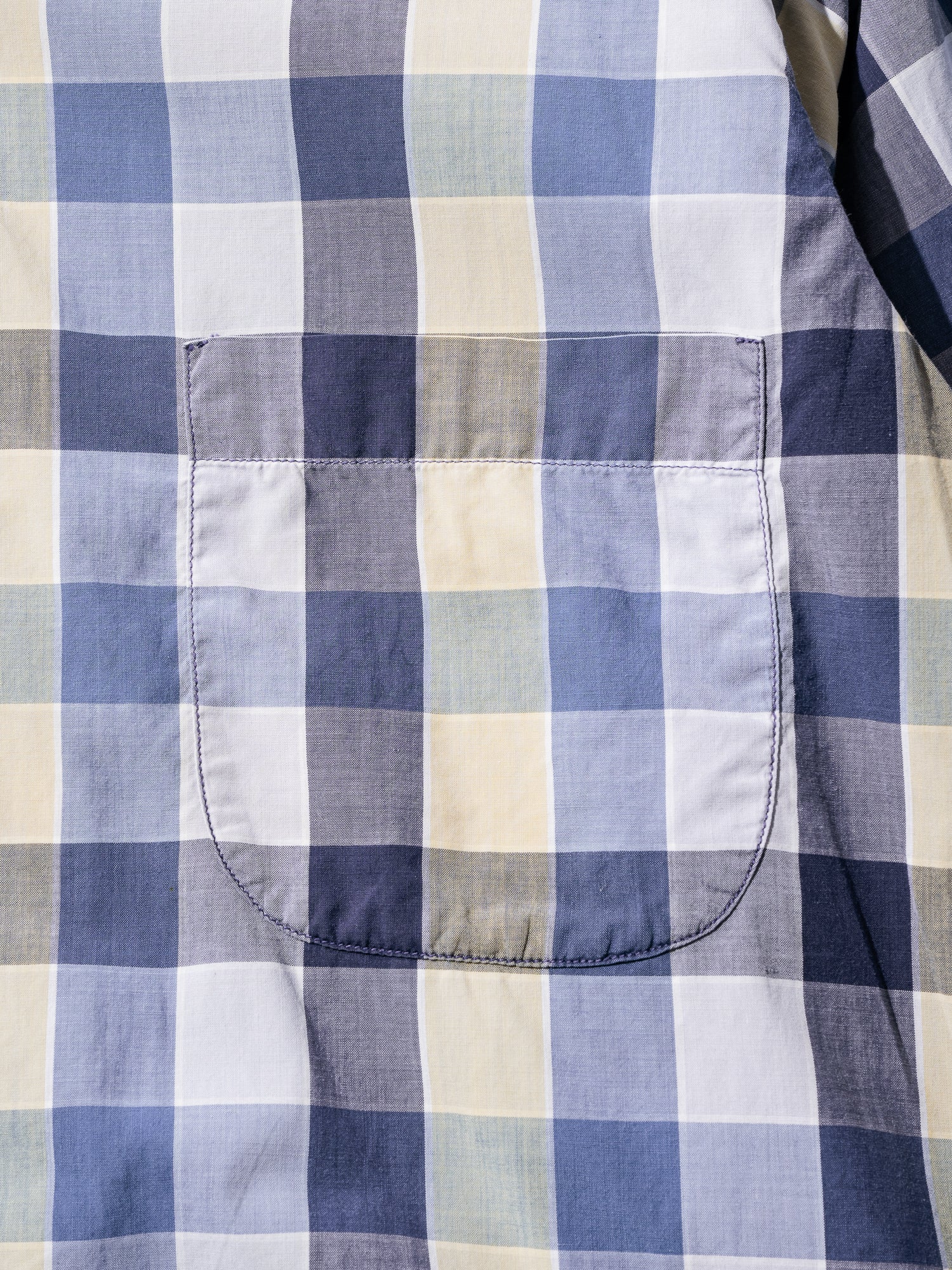 NorMo Vintage / 50's  60's "INPORT FABRIC" BLUE CHECK OPEN COLLAR SHIRTS