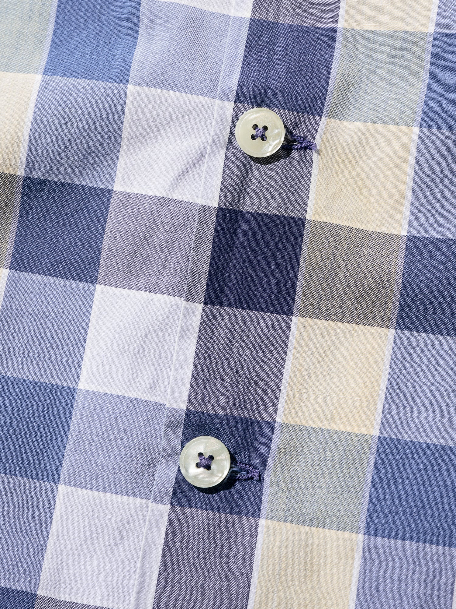 NorMo Vintage / 50's  60's "INPORT FABRIC" BLUE CHECK OPEN COLLAR SHIRTS