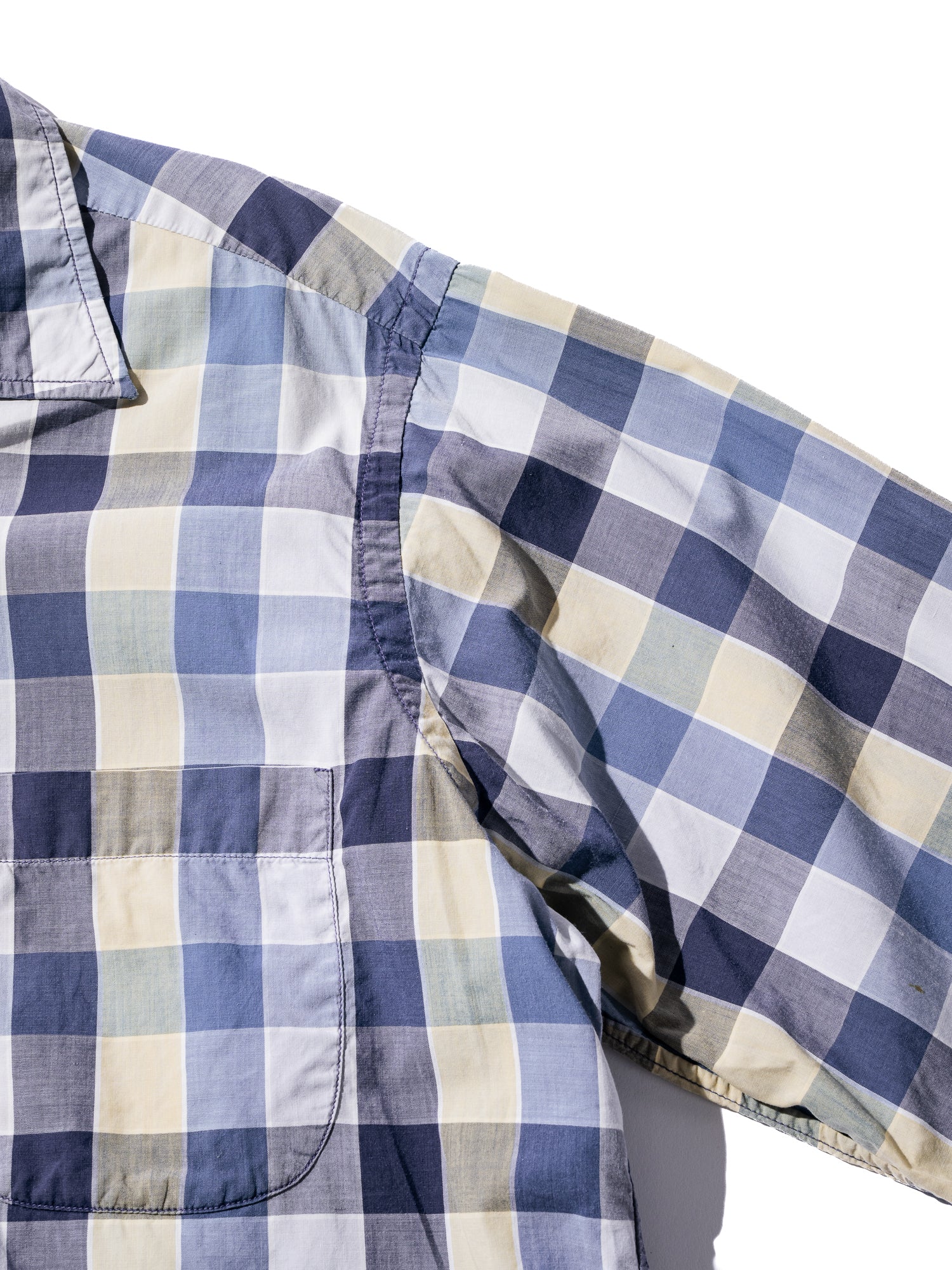 NorMo Vintage / 50's  60's "INPORT FABRIC" BLUE CHECK OPEN COLLAR SHIRTS