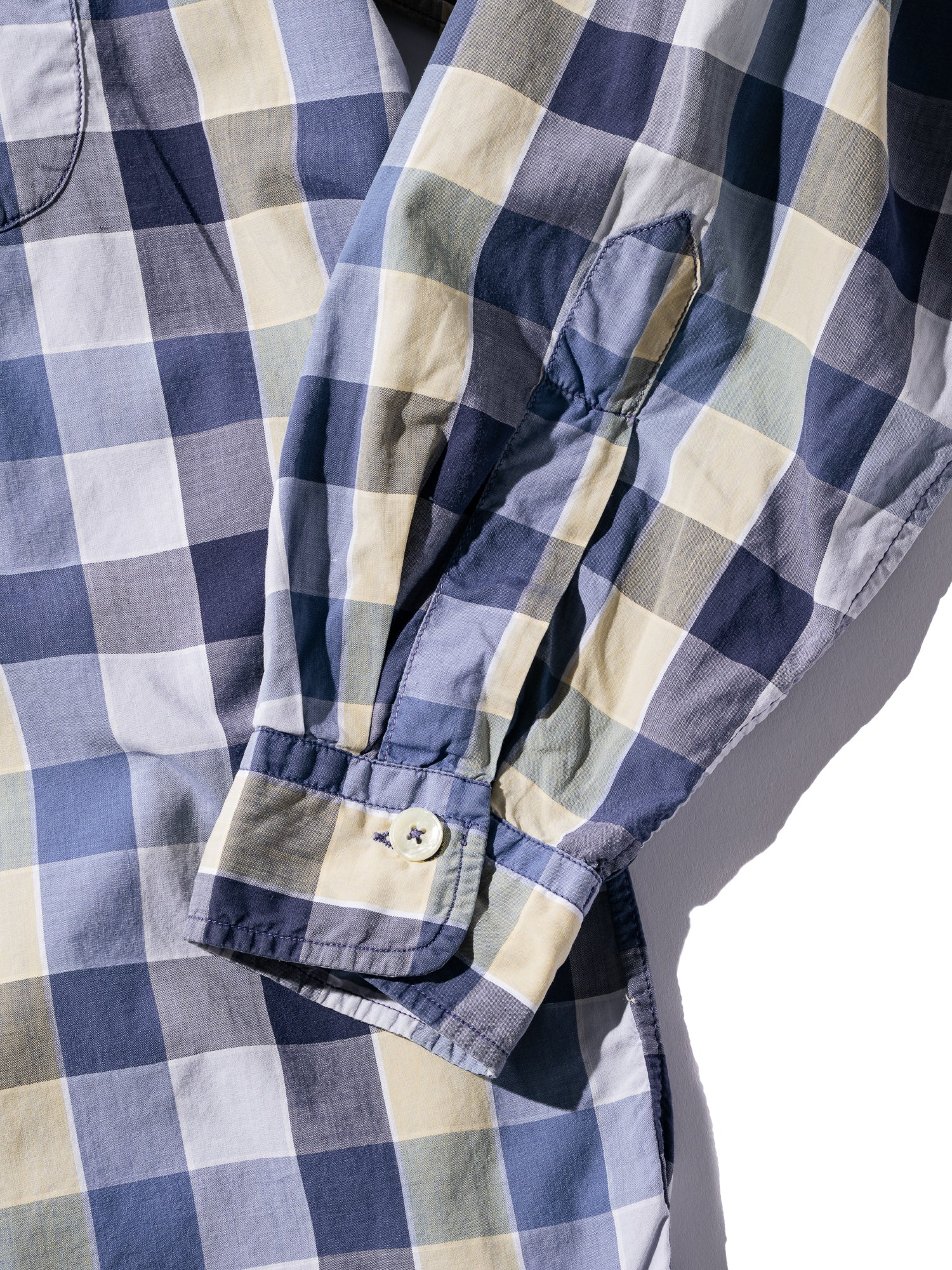 NorMo Vintage / 50's  60's "INPORT FABRIC" BLUE CHECK OPEN COLLAR SHIRTS