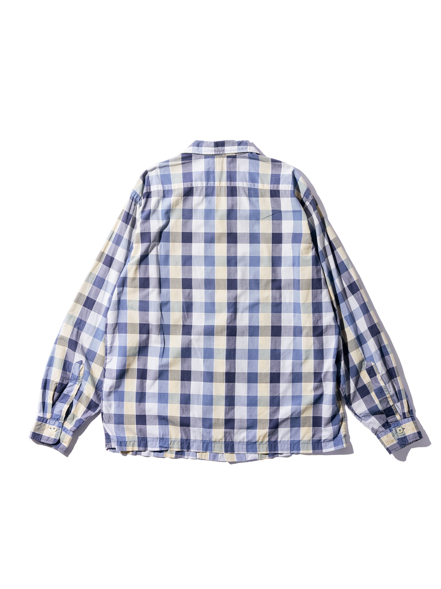 NorMo Vintage / 50's  60's "INPORT FABRIC" BLUE CHECK OPEN COLLAR SHIRTS
