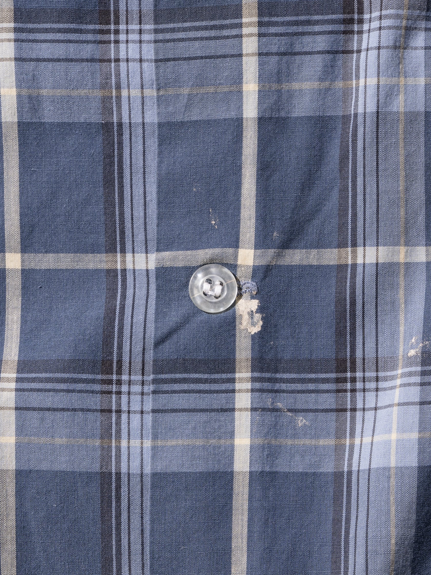 NorMo Vintage / 50's  60's "PENNLEIGH" BLUE CHECK OPEN COLLAR SHIRTS SIZE L