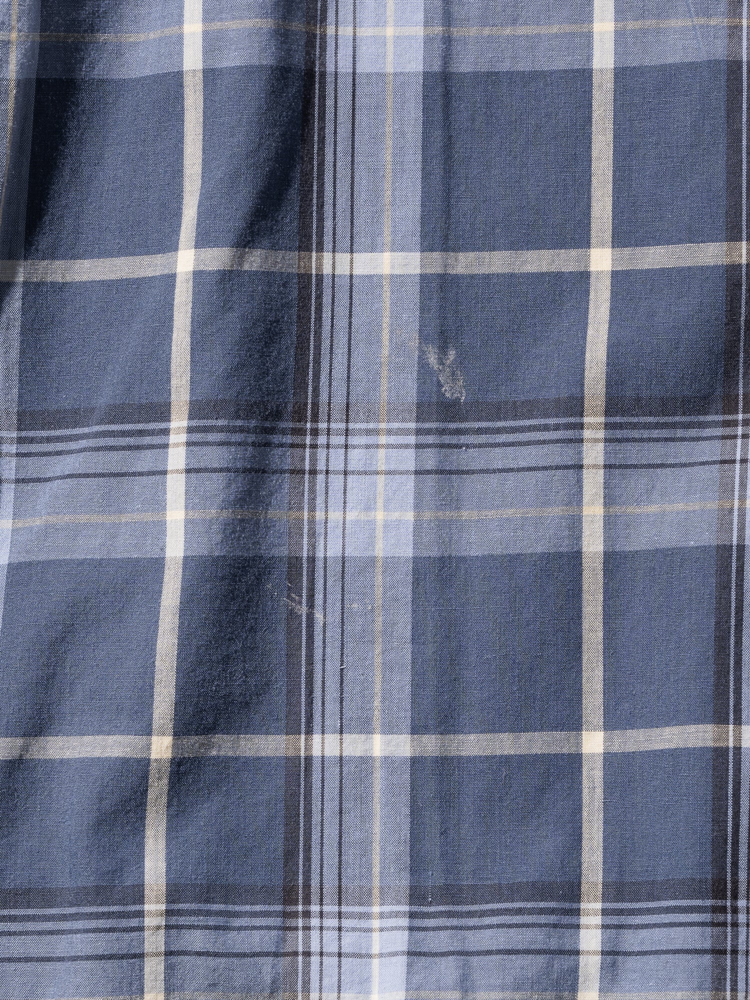 NorMo Vintage / 50's  60's "PENNLEIGH" BLUE CHECK OPEN COLLAR SHIRTS SIZE L