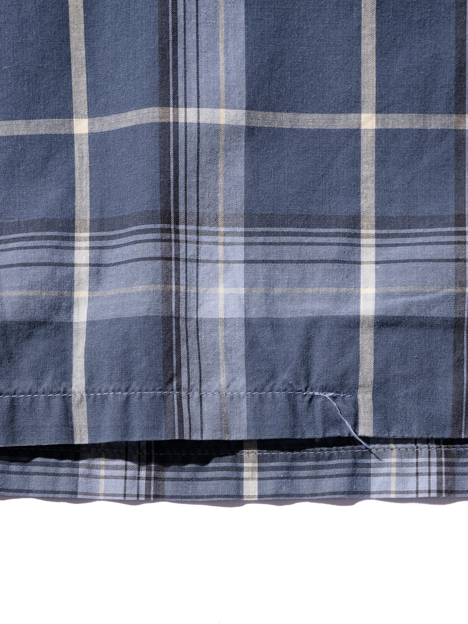 NorMo Vintage / 50's  60's "PENNLEIGH" BLUE CHECK OPEN COLLAR SHIRTS SIZE L