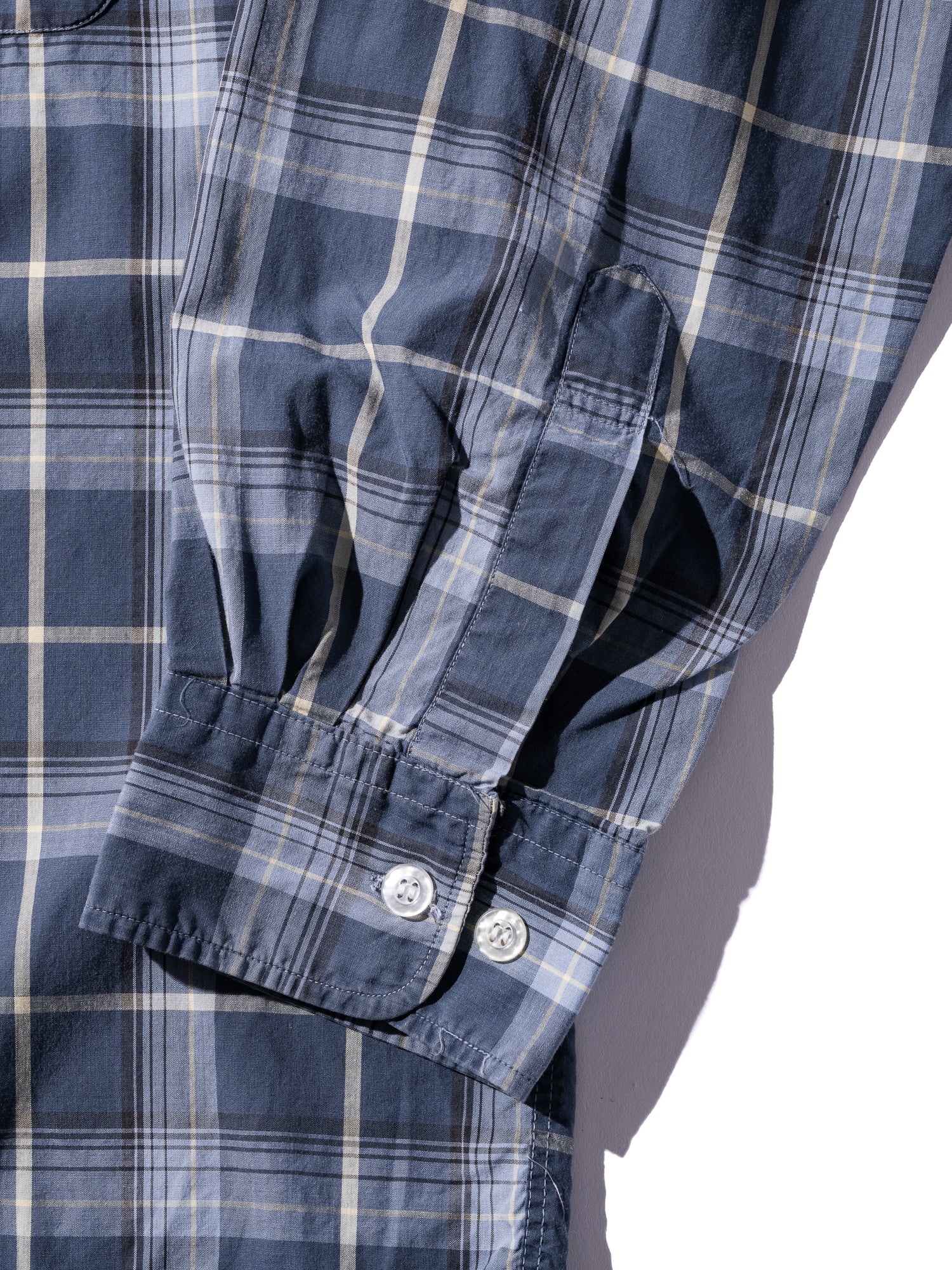 NorMo Vintage / 50's  60's "PENNLEIGH" BLUE CHECK OPEN COLLAR SHIRTS SIZE L