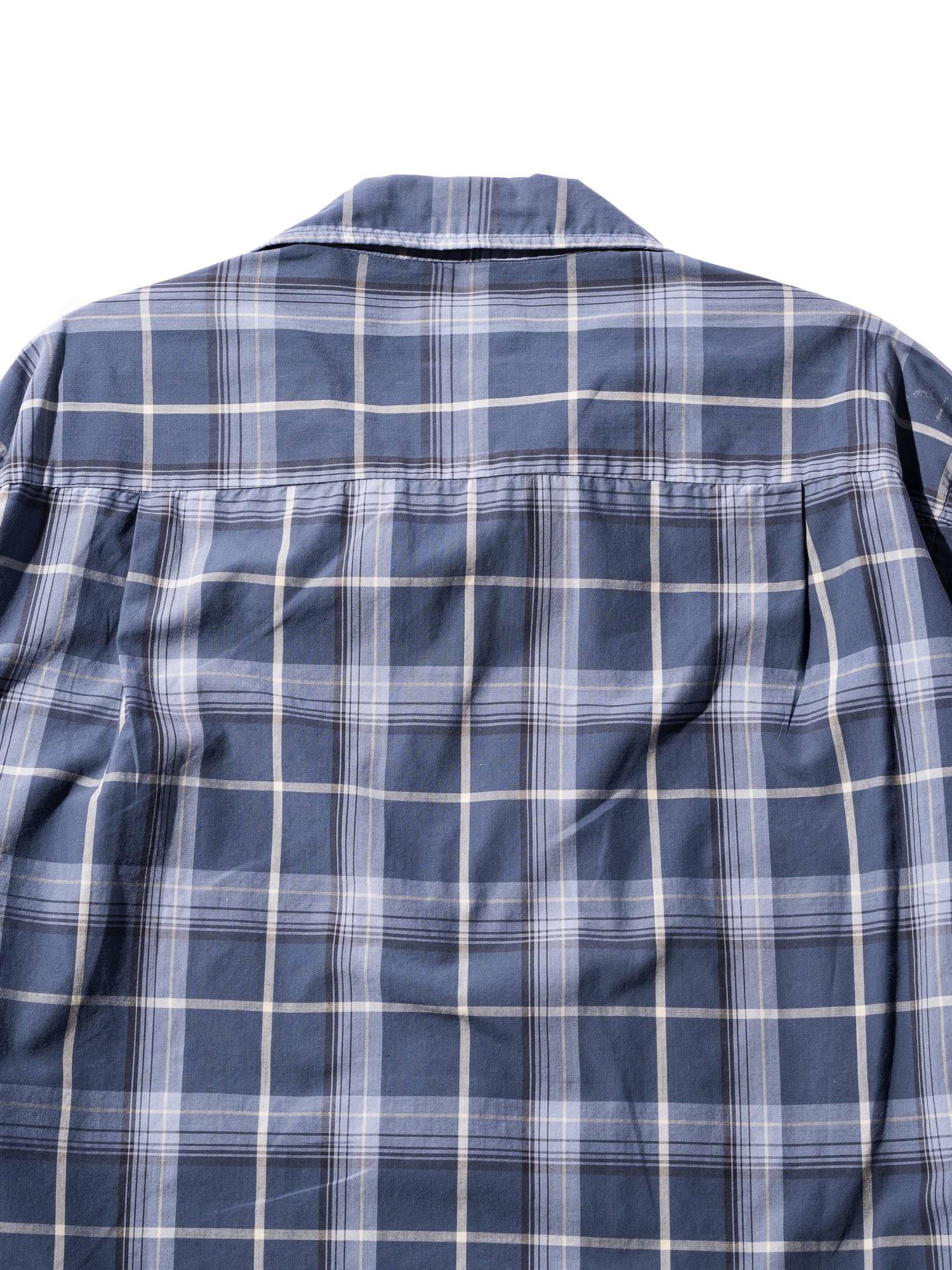 NorMo Vintage / 50's  60's "PENNLEIGH" BLUE CHECK OPEN COLLAR SHIRTS SIZE L