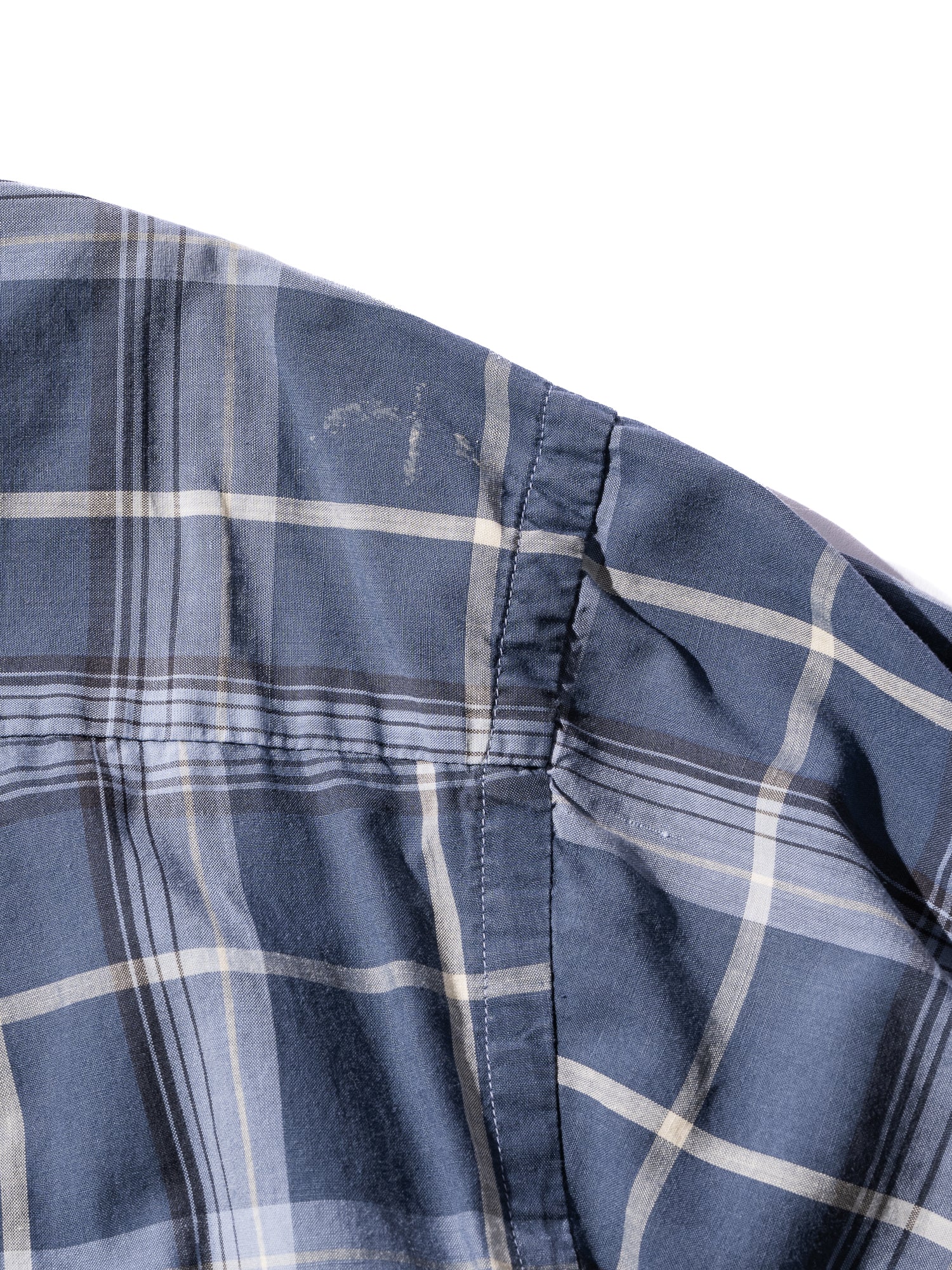 NorMo Vintage / 50's  60's "PENNLEIGH" BLUE CHECK OPEN COLLAR SHIRTS SIZE L