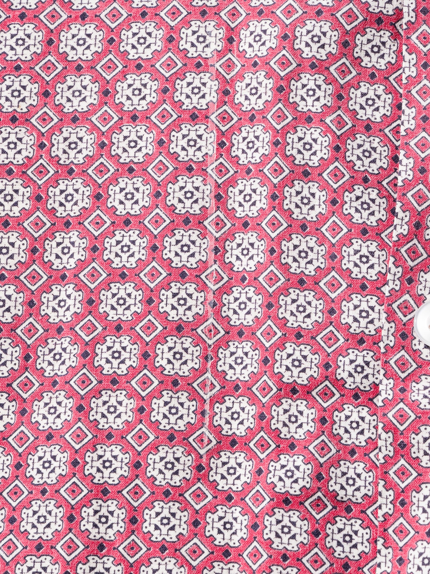 NorMo Vintage / 50's  60's RED PATTARN PRINT OPEN COLLAR SHIRTS WASH WEAR SIZE L