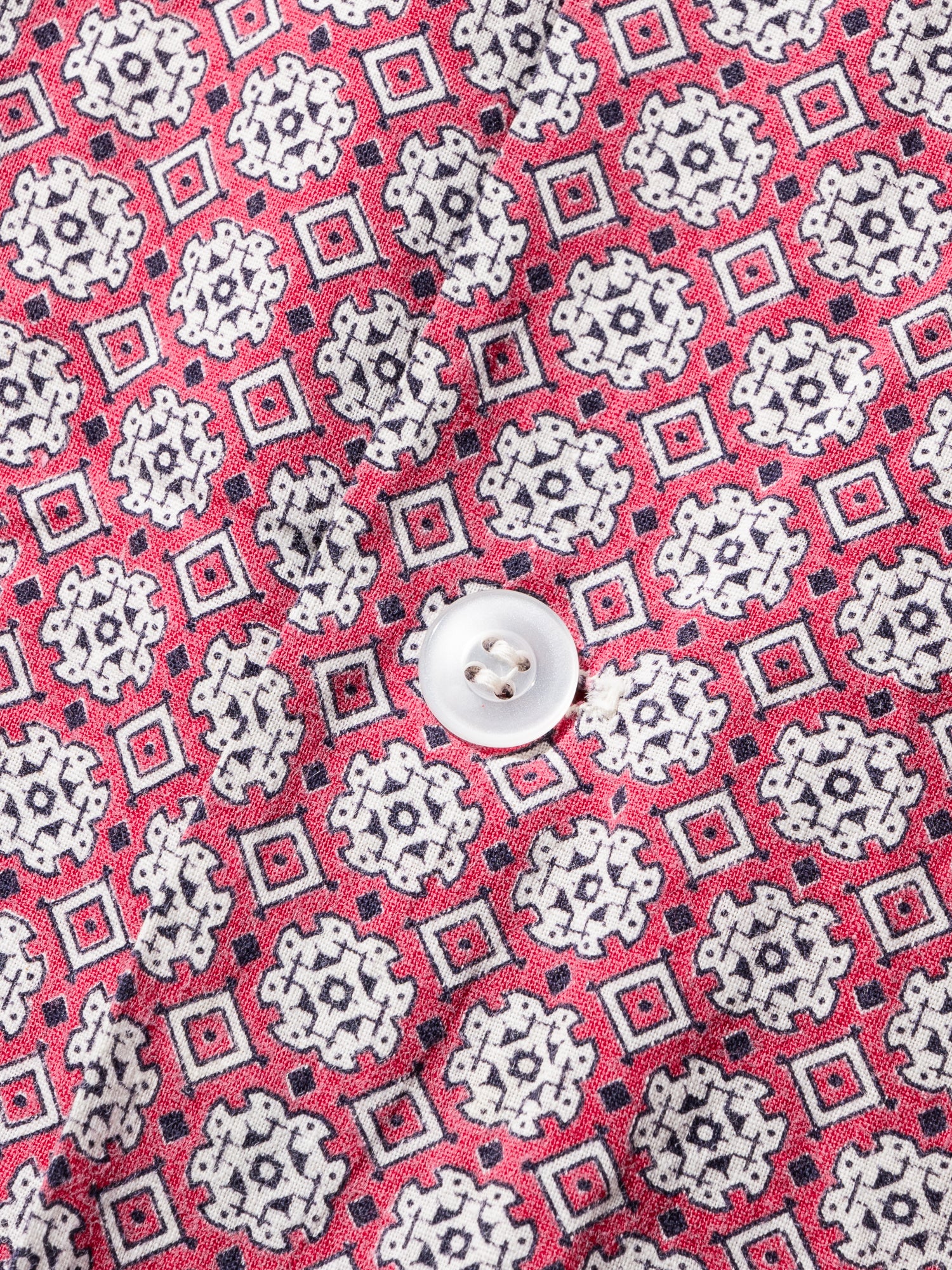 NorMo Vintage / 50's  60's RED PATTARN PRINT OPEN COLLAR SHIRTS WASH WEAR SIZE L