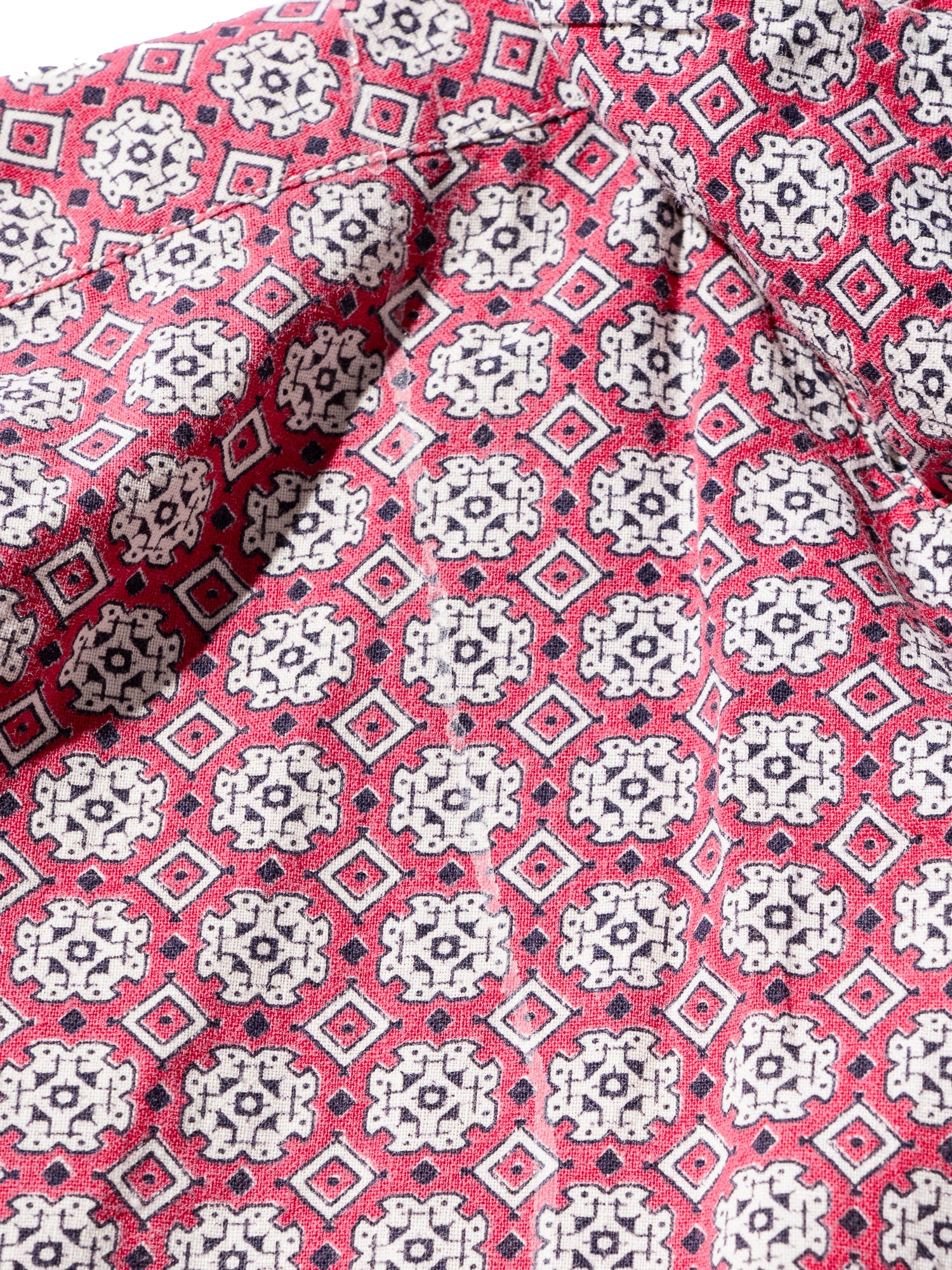 NorMo Vintage / 50's  60's RED PATTARN PRINT OPEN COLLAR SHIRTS WASH WEAR SIZE L