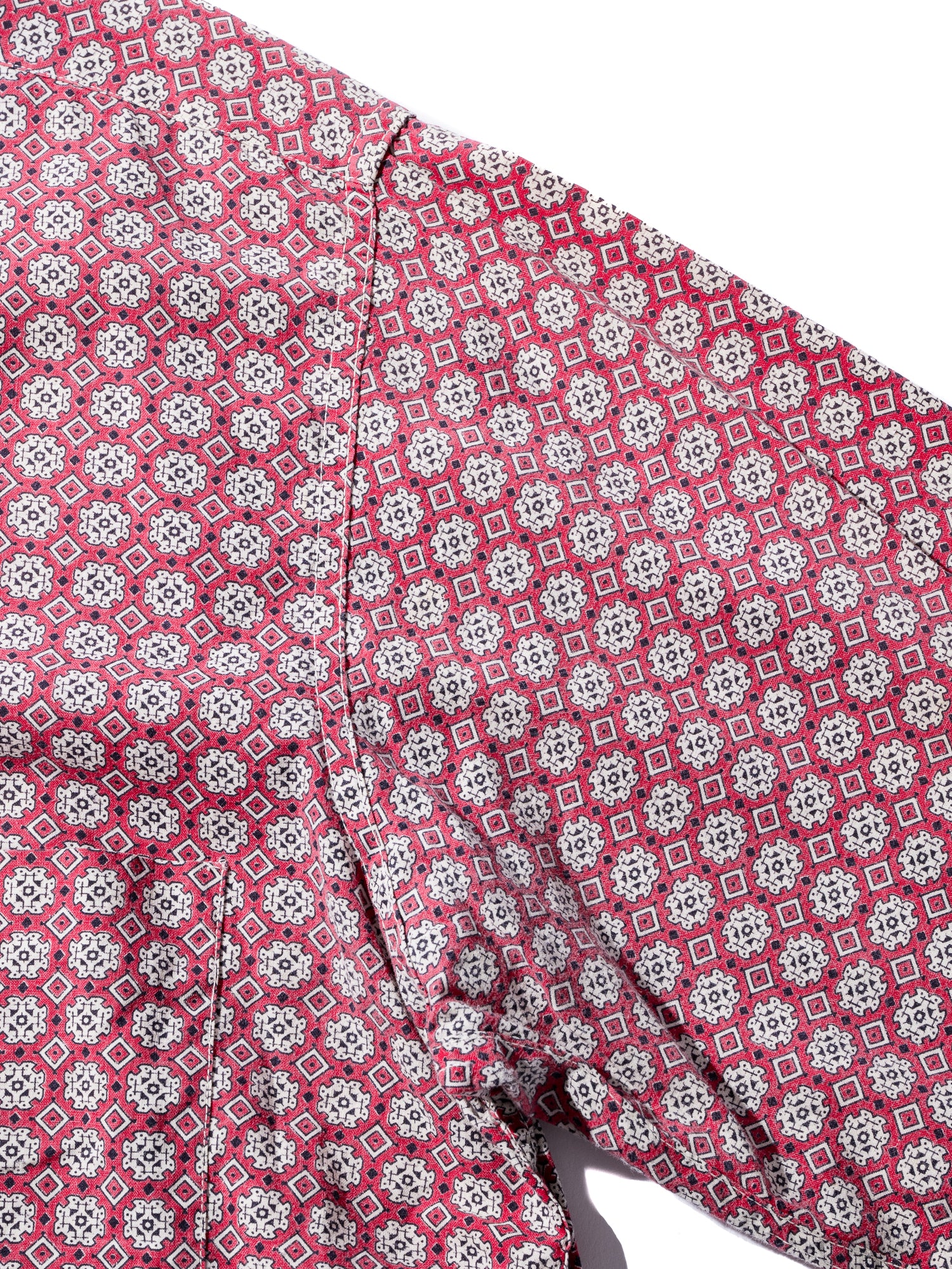 NorMo Vintage / 50's  60's RED PATTARN PRINT OPEN COLLAR SHIRTS WASH WEAR SIZE L
