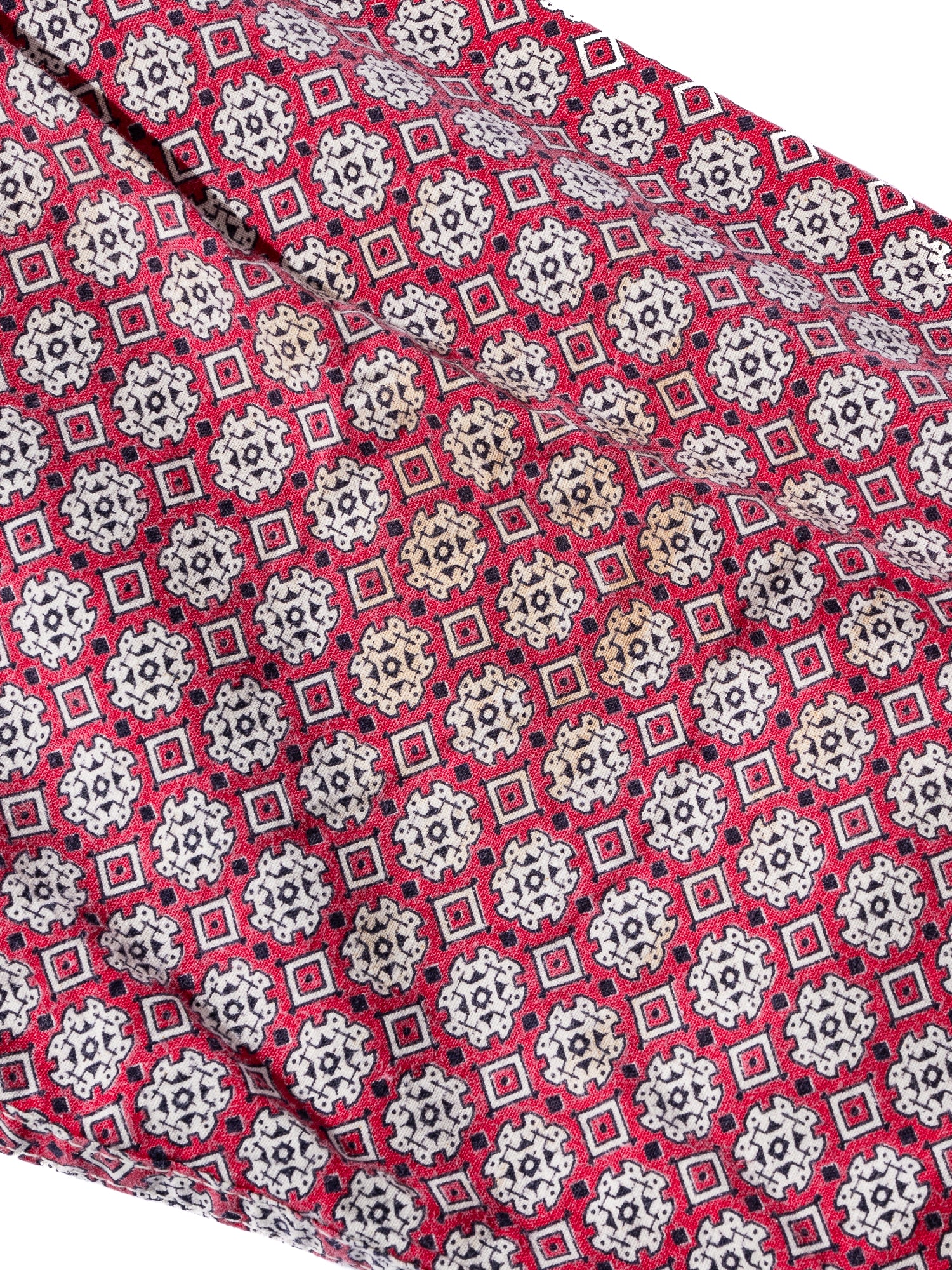 NorMo Vintage / 50's  60's RED PATTARN PRINT OPEN COLLAR SHIRTS WASH WEAR SIZE L