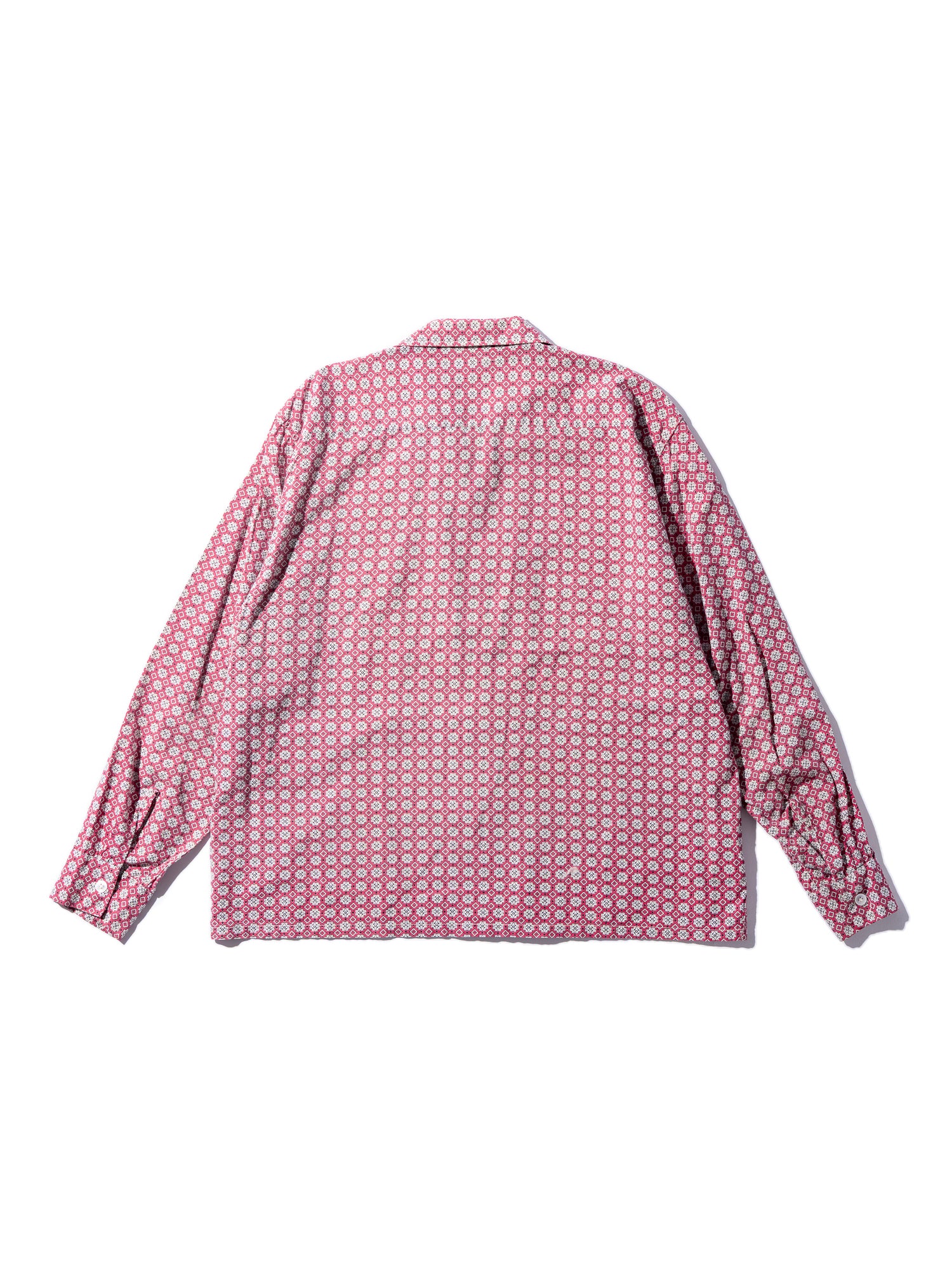 NorMo Vintage / 50's  60's RED PATTARN PRINT OPEN COLLAR SHIRTS WASH WEAR SIZE L