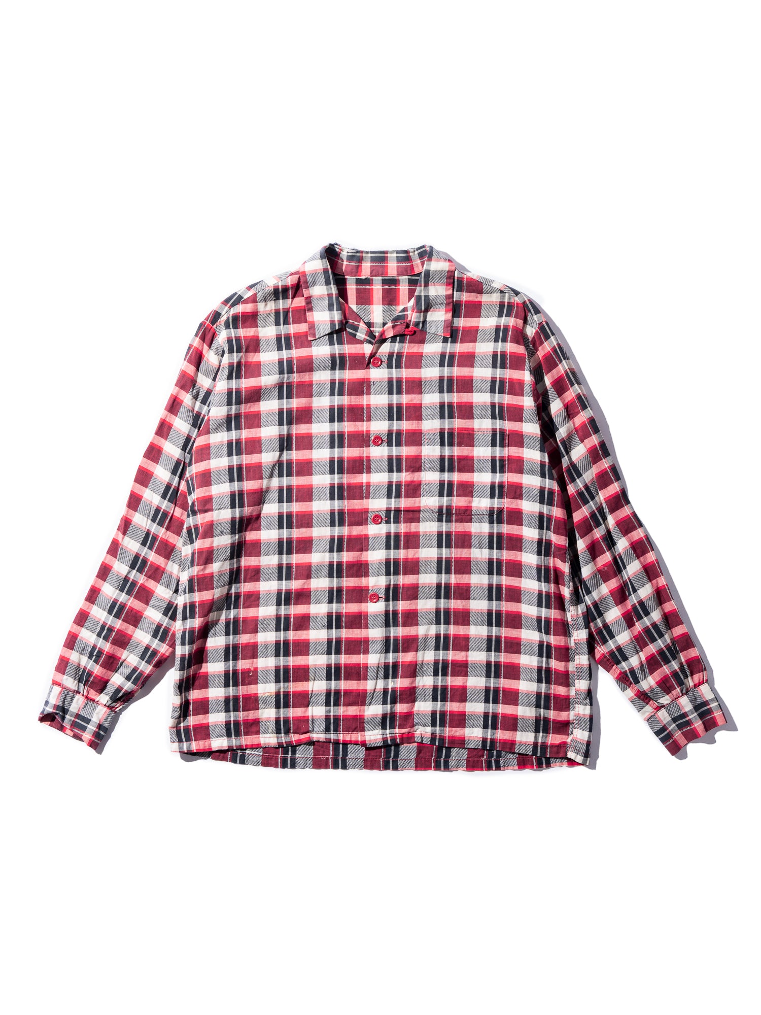 NorMo Vintage / 50's  60's RED CHECK OPEN COLLAR SHIRTS
