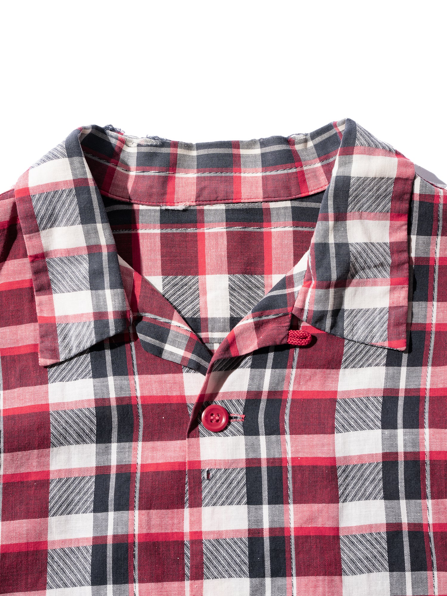 NorMo Vintage / 50's  60's RED CHECK OPEN COLLAR SHIRTS