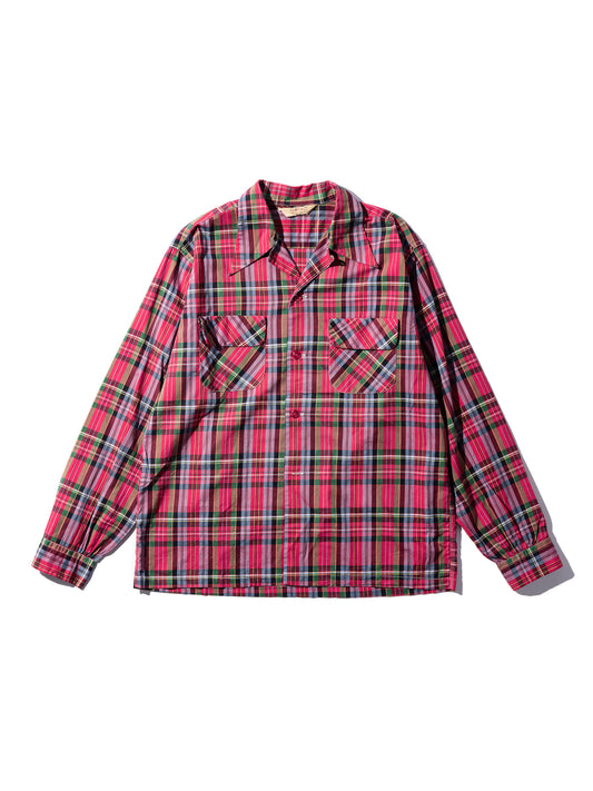 NorMo Vintage / 60's  70's "H BAR C" RED CHECK OPEN COLLAR SHIRTS