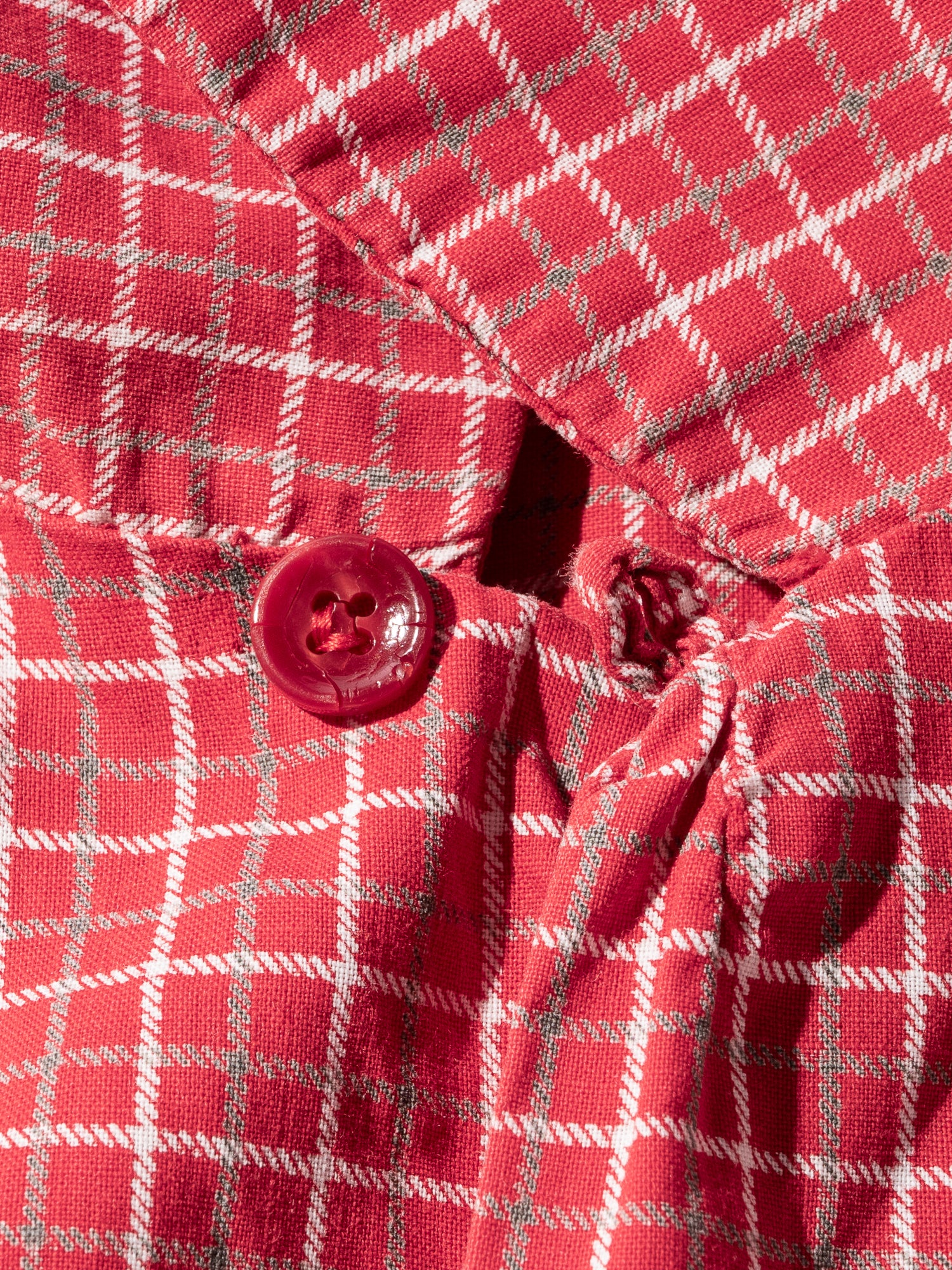 NorMo Vintage / 50's  60's "TOWNCRAFT" RED CHECK OPEN COLLAR SHIRTS SIZE XL