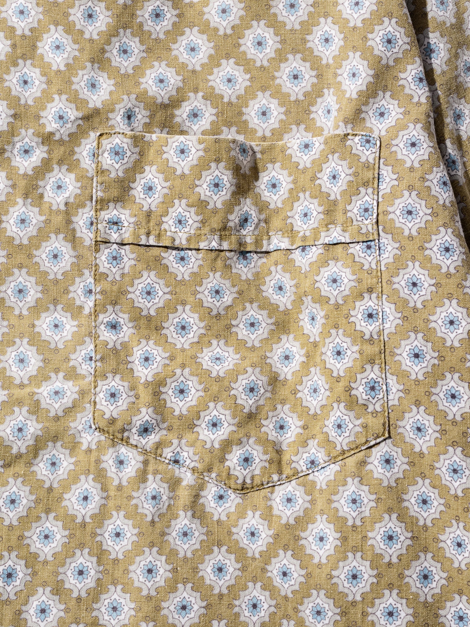 NorMo Vintage / 50's  60's "SPECTAOR" YELLOW PATTARN PRINT BD SHIRTS SIZE L CUSTOM TAILORED SINGLE NEEDLE