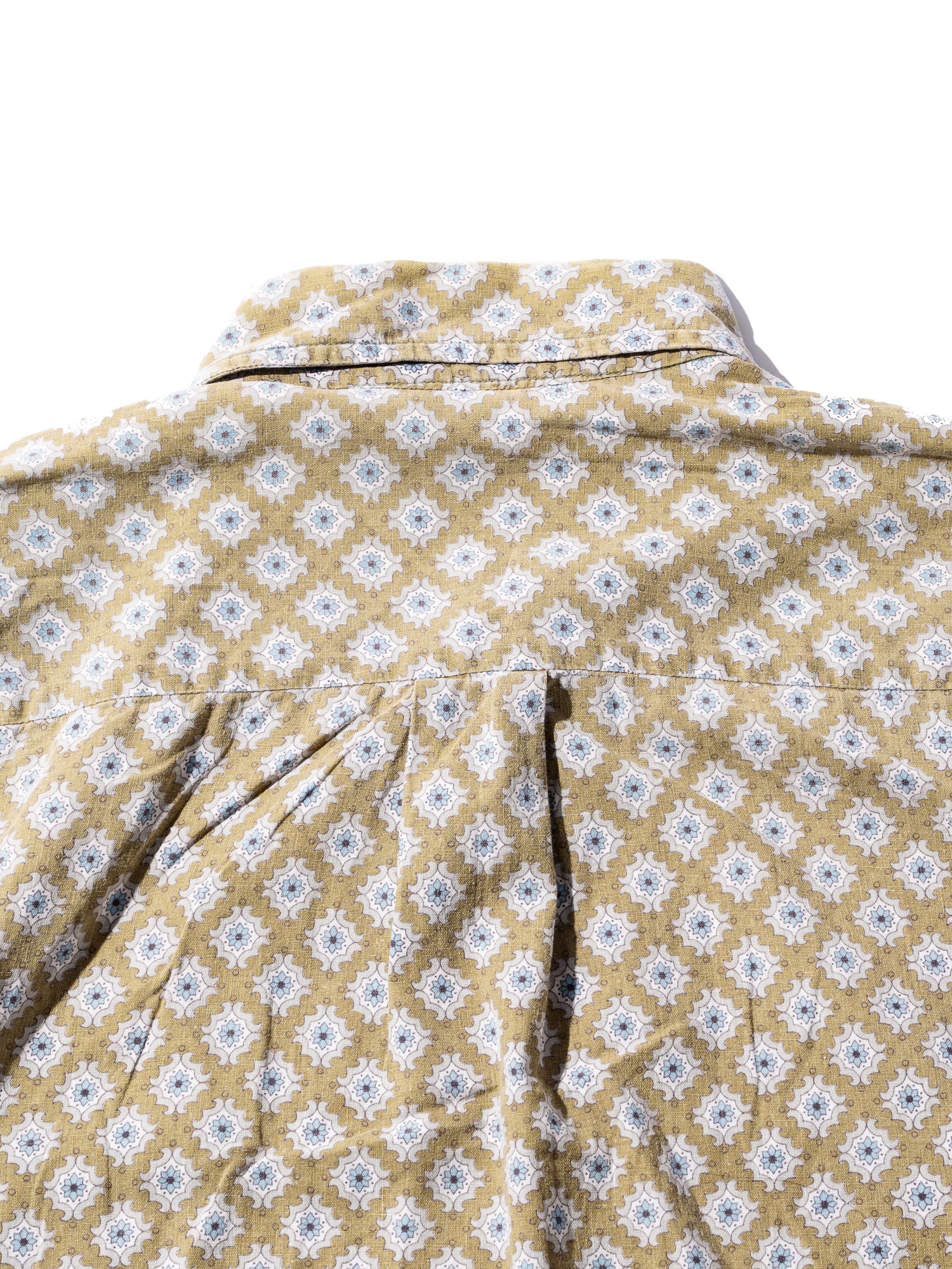 NorMo Vintage / 50's  60's "SPECTAOR" YELLOW PATTARN PRINT BD SHIRTS SIZE L CUSTOM TAILORED SINGLE NEEDLE