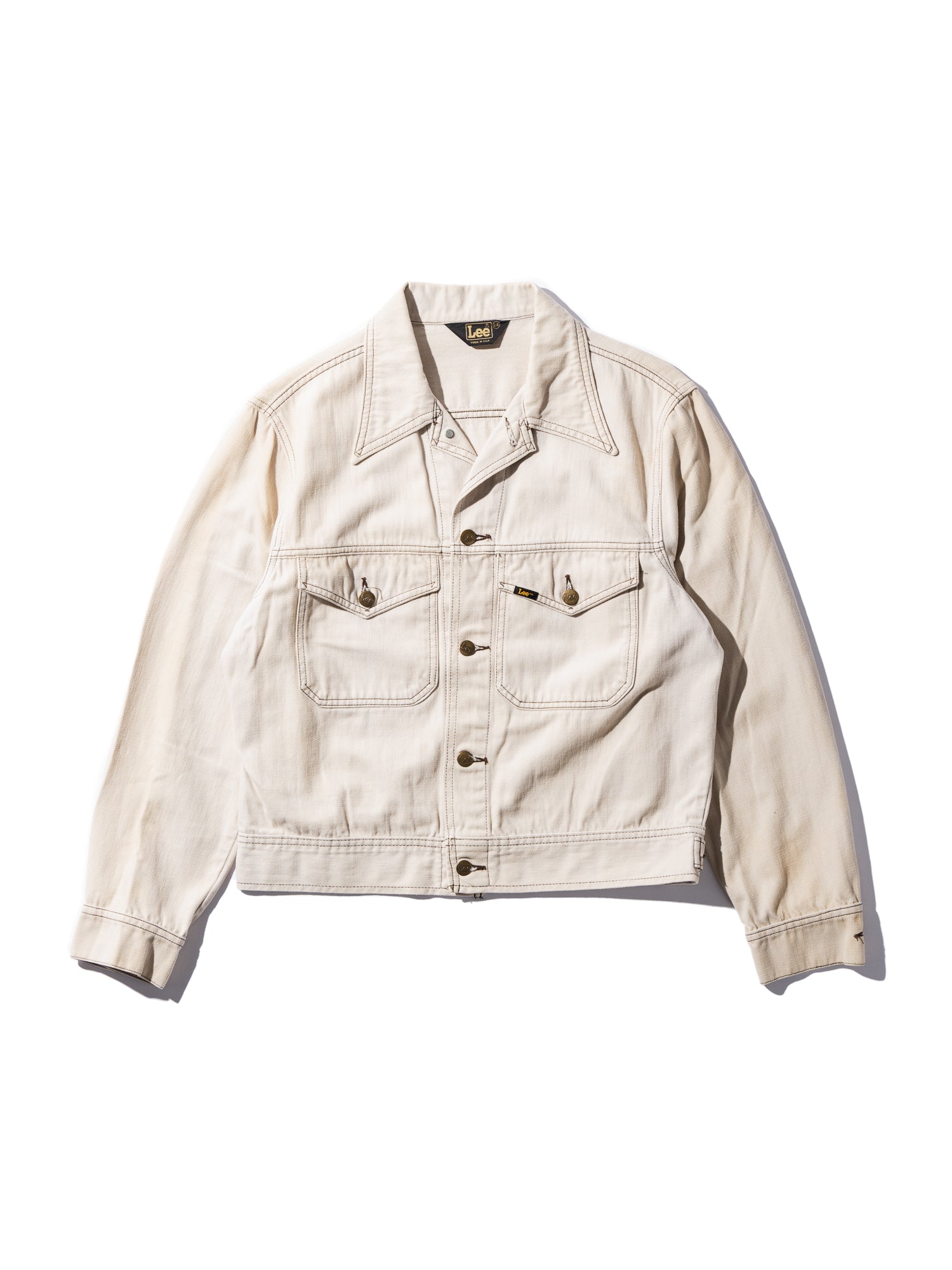 NorMo Vintage / 70's "LEE" PEACHSKIN JK BEG SIZE L-R MADE INUSA