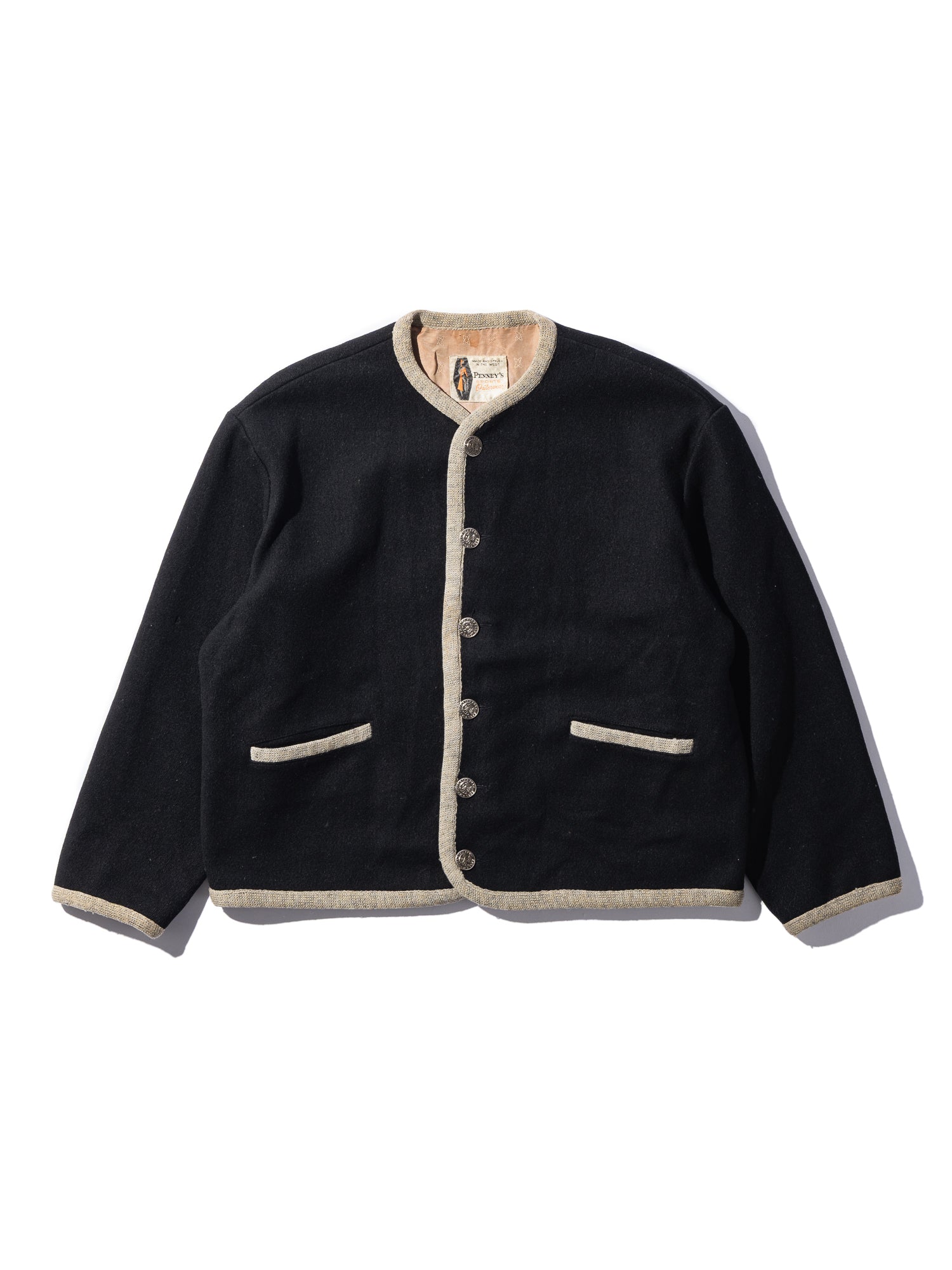 NorMo Vintage / 50's "PENNY'S" WOOL JK BLK SIZE L OLD LABEL SPORTS OUTER WEAR