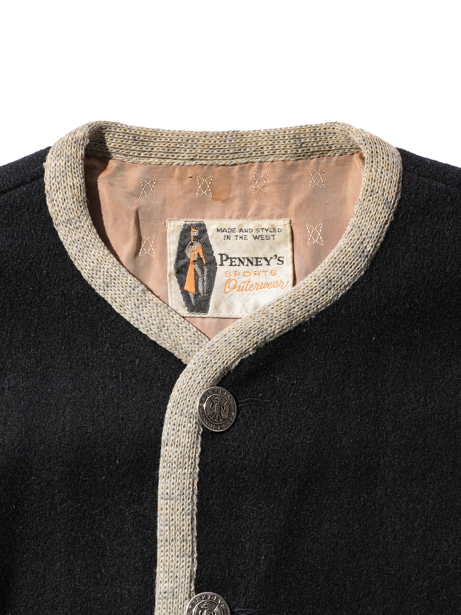 NorMo Vintage / 50's "PENNY'S" WOOL JK BLK SIZE L OLD LABEL SPORTS OUTER WEAR