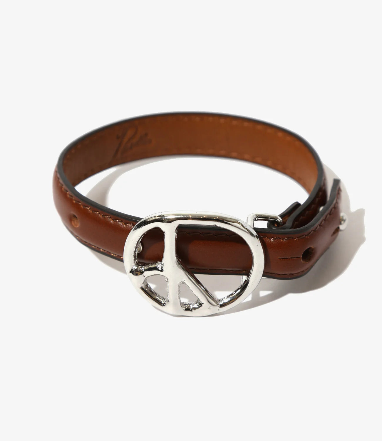 Needles / Peace Buckle Narrow Bracelet - Steer Lthr.