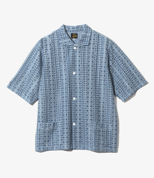 Needles / S/S Widespread Collar Shirt - Raschel Lace