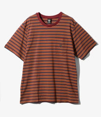 South2west8 / S/S Round Pocket Tee - Cotton Multi Narrow Stripe Jersey