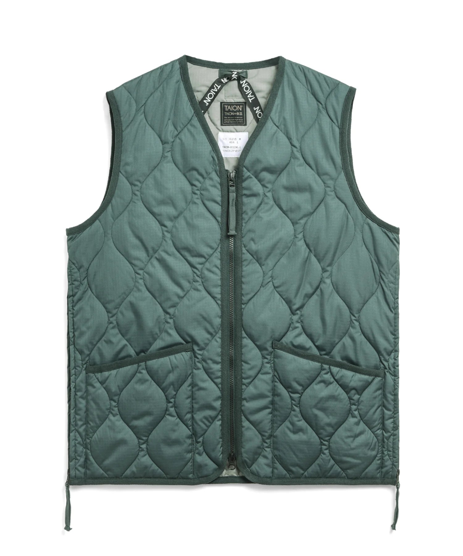 TAION / MILITARY W-ZIP V NECK DOWN VEST