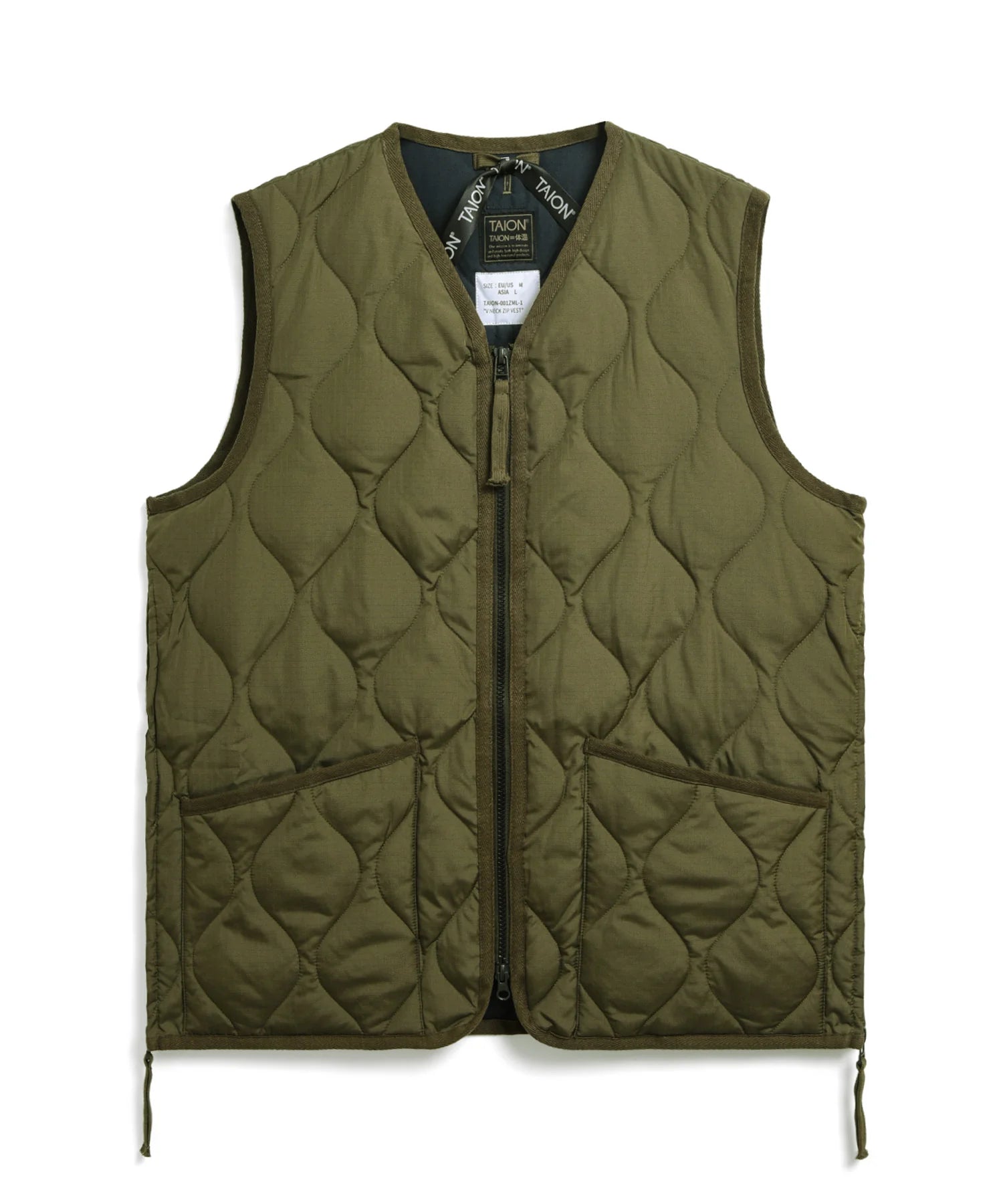 TAION / MILITARY W-ZIP V NECK DOWN VEST