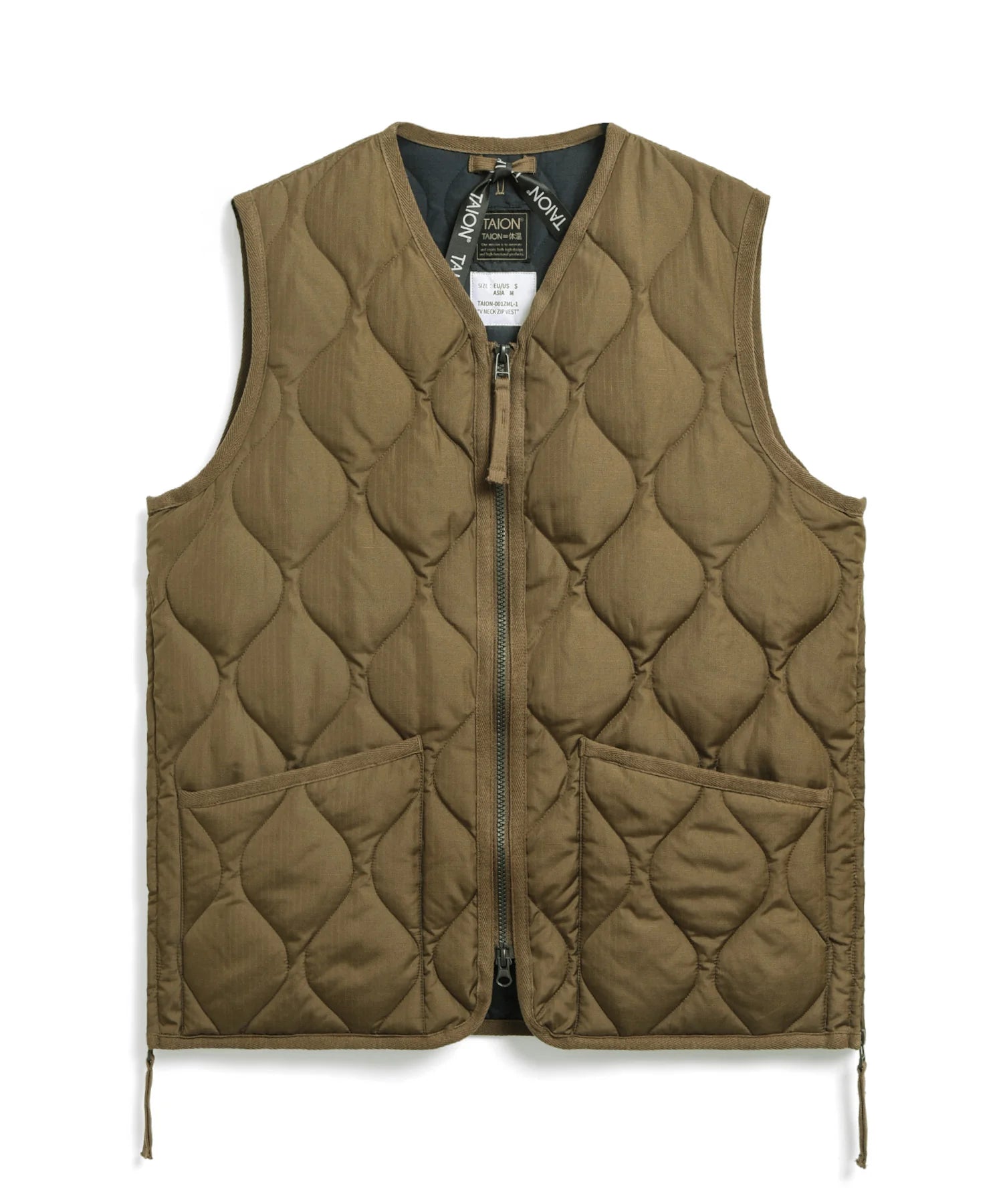 TAION / MILITARY W-ZIP V NECK DOWN VEST