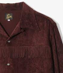 Needles / Fringe Open Collar Shirt-Rayon Corduroy